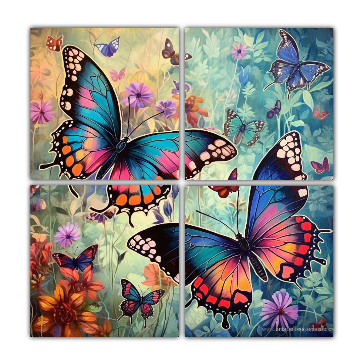 CUADRO ABSTRACTO DE MARIPOSAS WHIMSICAL EN 40X40 CM - 1