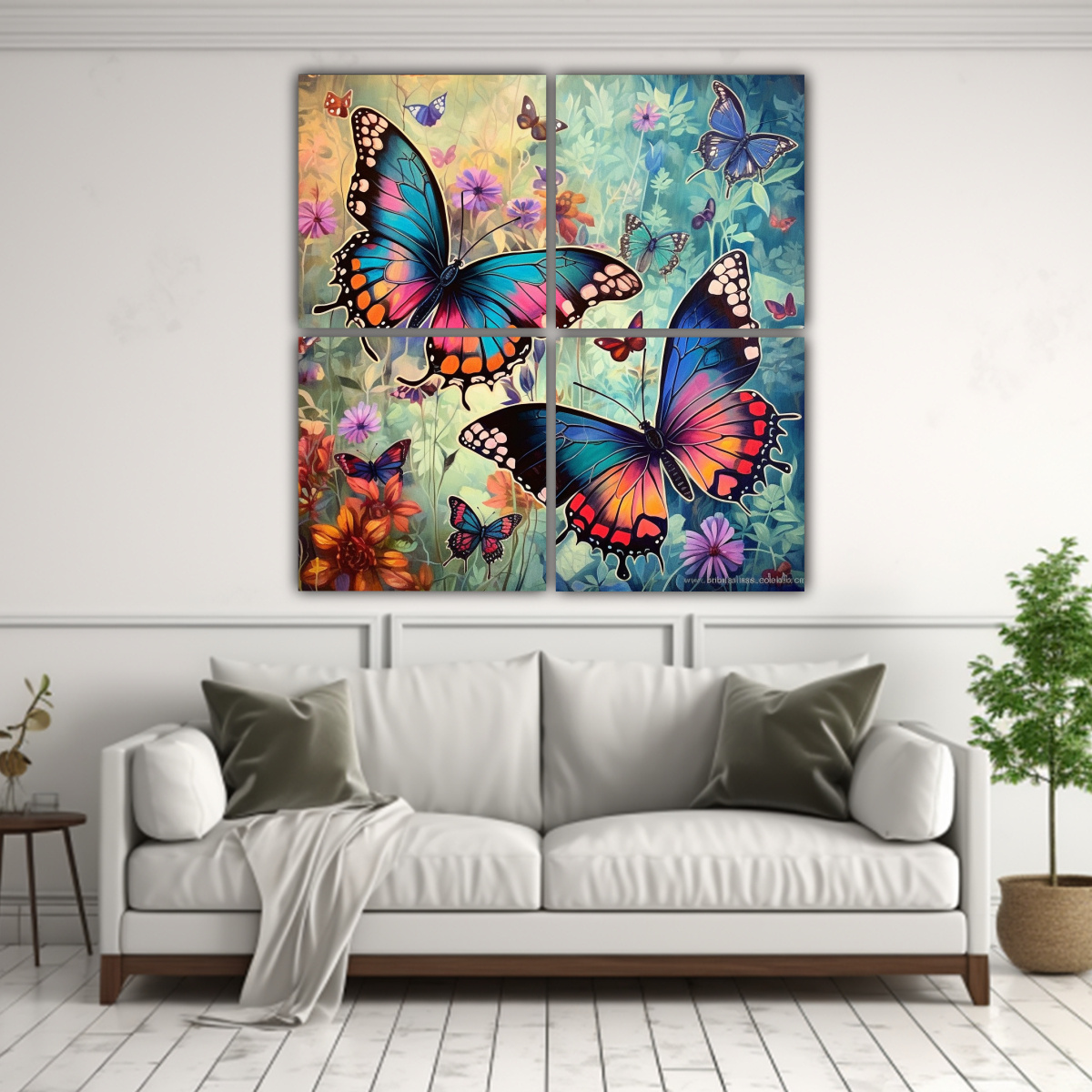 CUADRO ABSTRACTO DE MARIPOSAS WHIMSICAL EN 40X40 CM - 2