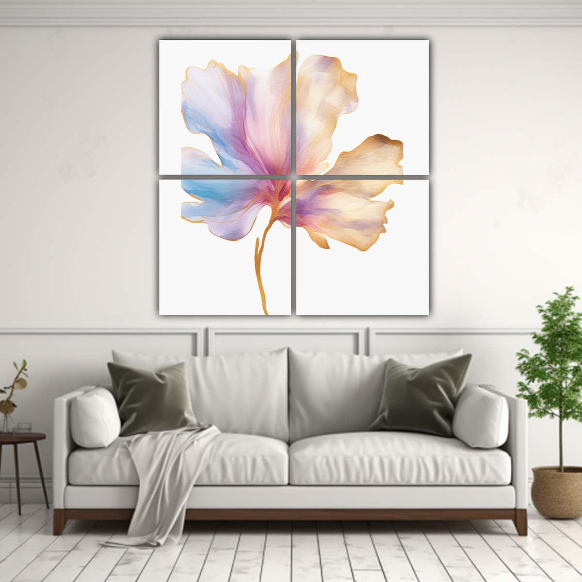 CUATRO PINTURAS DE PARED CON ESTILO GALERÍA: 140X140 CM - 2