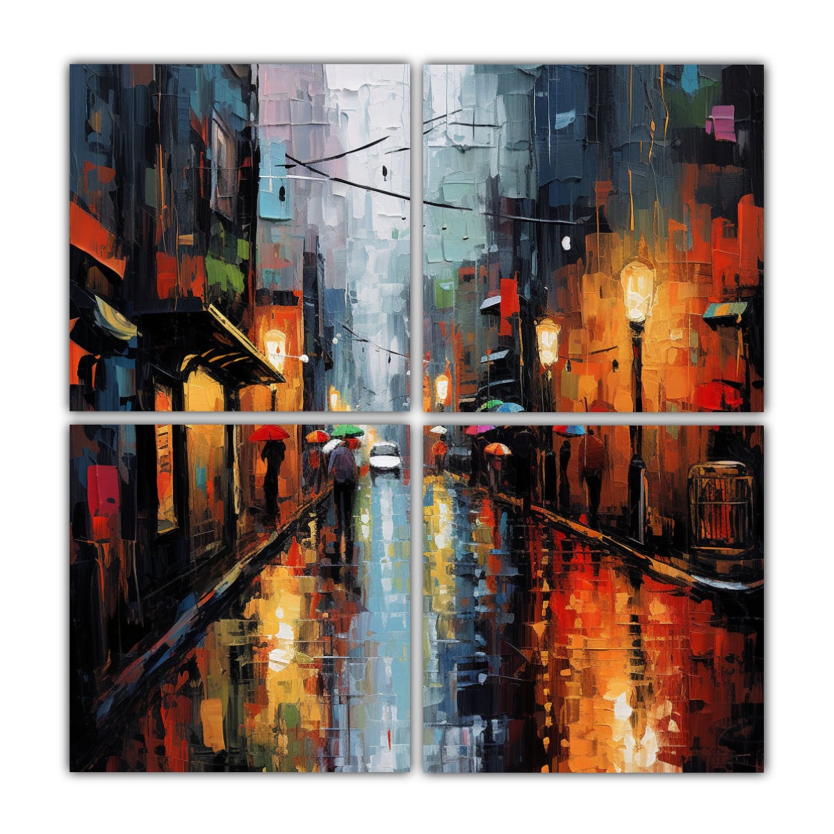 CUADROS MODERNOS CALLE ABSTRACTA LLUVIOSA 140X140 CM - 1