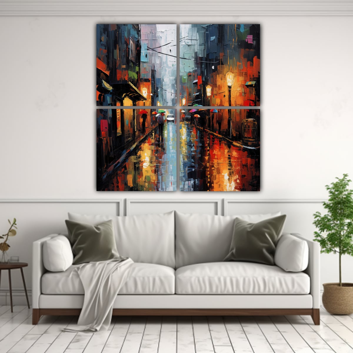 CUADROS MODERNOS CALLE ABSTRACTA LLUVIOSA 140X140 CM - 2