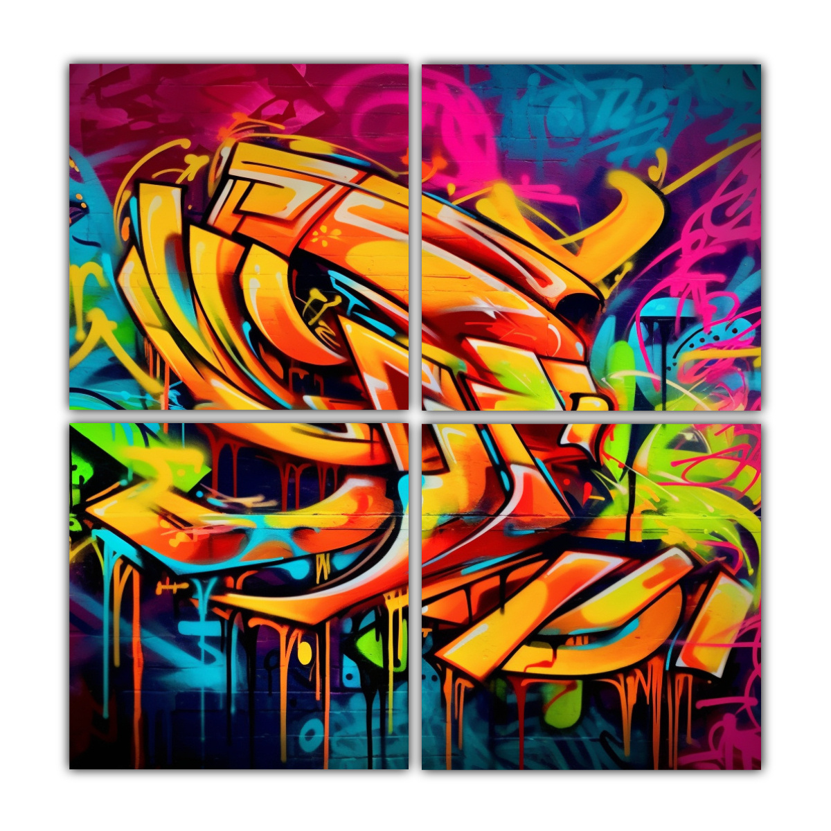PINTURA DECORATIVA CUATRO CUADROS CONCEPTO 80X80 CM - 1