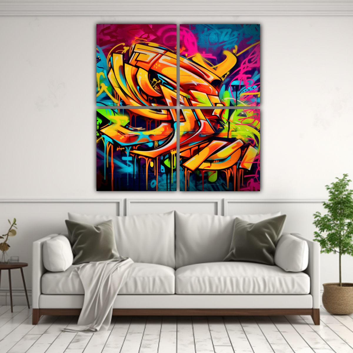 PINTURA DECORATIVA CUATRO CUADROS CONCEPTO 80X80 CM - 2