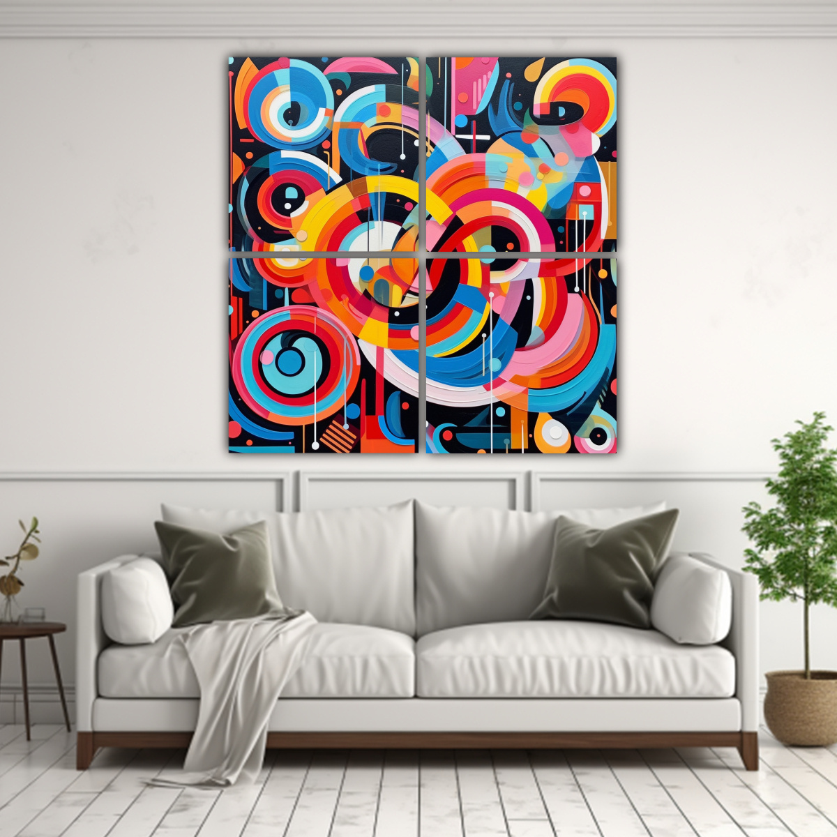 CUATRO TELAS EN BASTIDOR DE ABSTRACCIÓN VISUAL 80X80 CM - 2