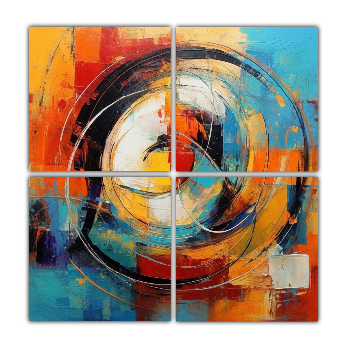 CUATRO PINTURAS ABSTRACTAS DE ARTE CULTURAL EN 180X180 CM - 1