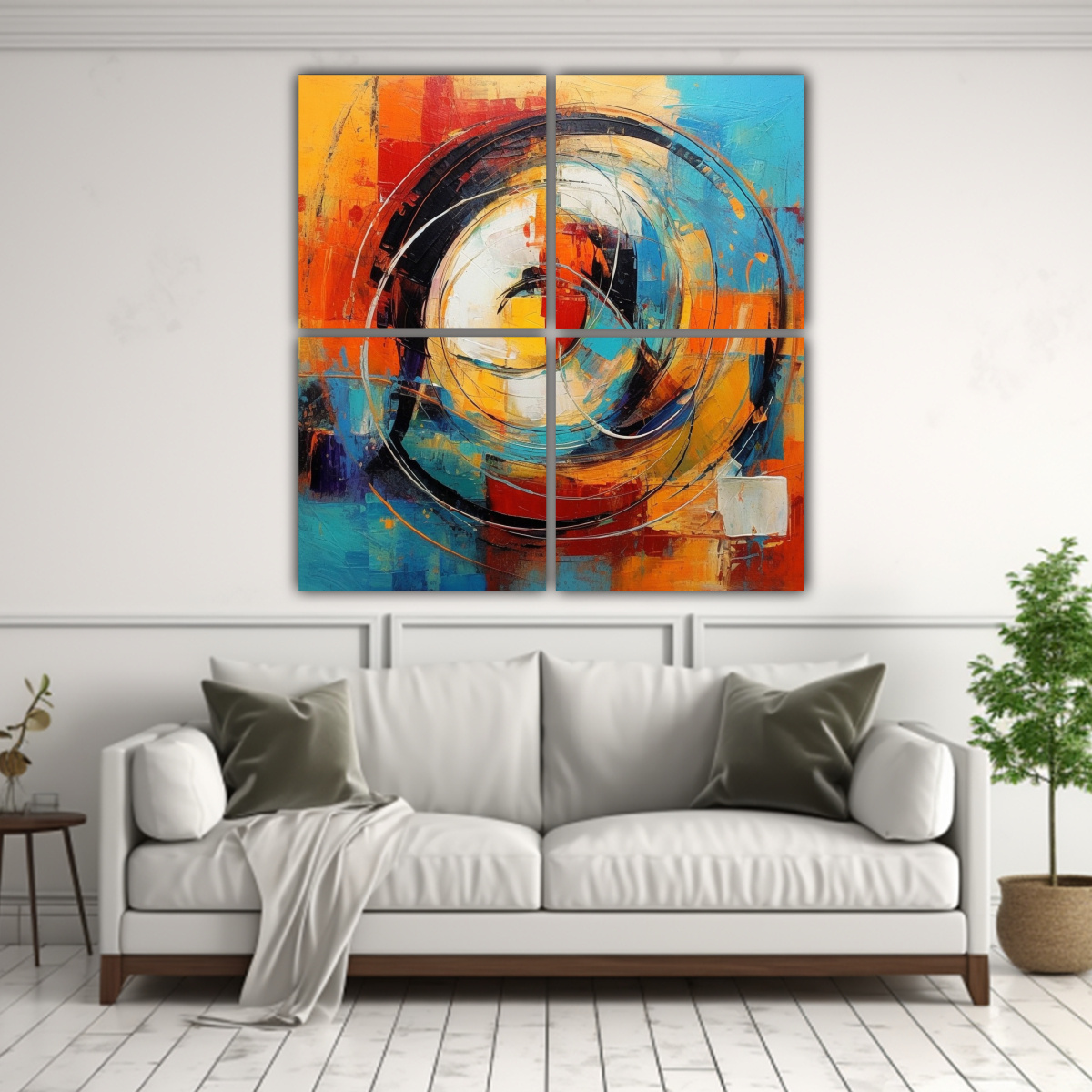CUATRO PINTURAS ABSTRACTAS DE ARTE CULTURAL EN 180X180 CM - 2