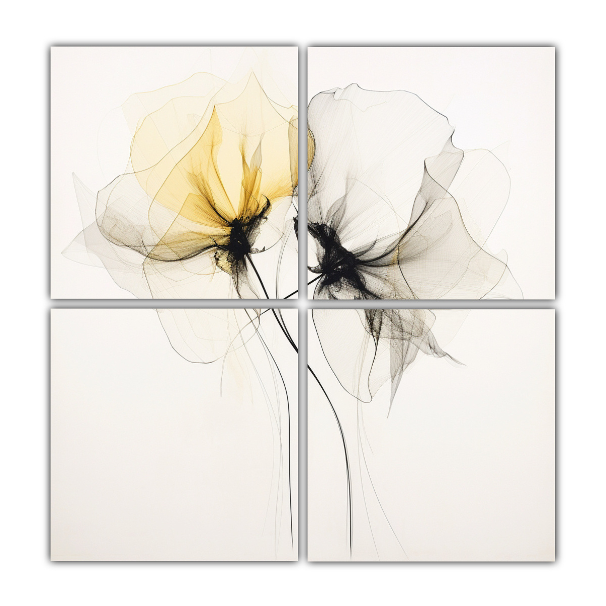 CUADROS ABSTRACCIÓN ELEGANTE DE DOS FLORES 140X140 CM - 1