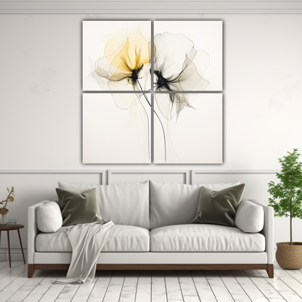 CUADROS ABSTRACCIÓN ELEGANTE DE DOS FLORES 140X140 CM - 2