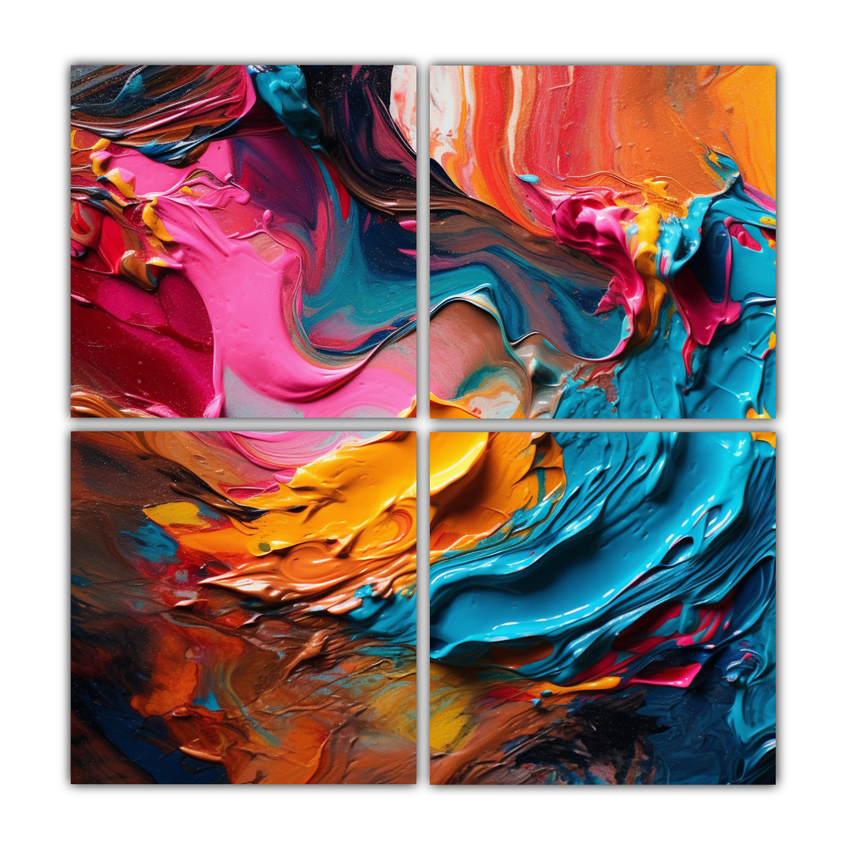 PINTURAS ABSTRACTAS MODERNAS EN LIENZO COLORIDO 60X60 CM - 1