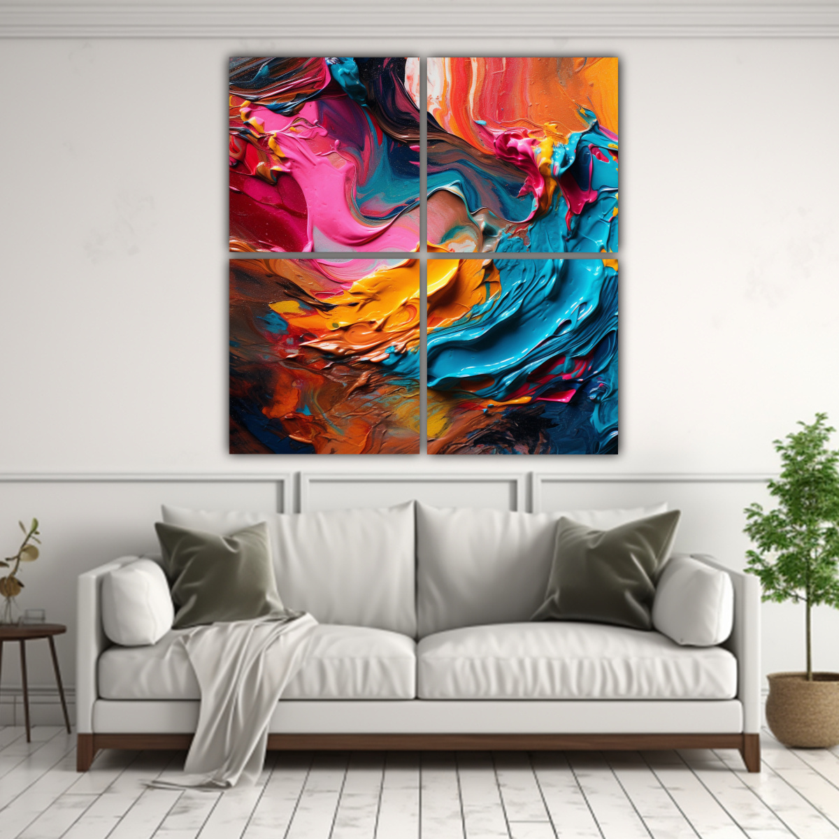 PINTURAS ABSTRACTAS MODERNAS EN LIENZO COLORIDO 60X60 CM - 2
