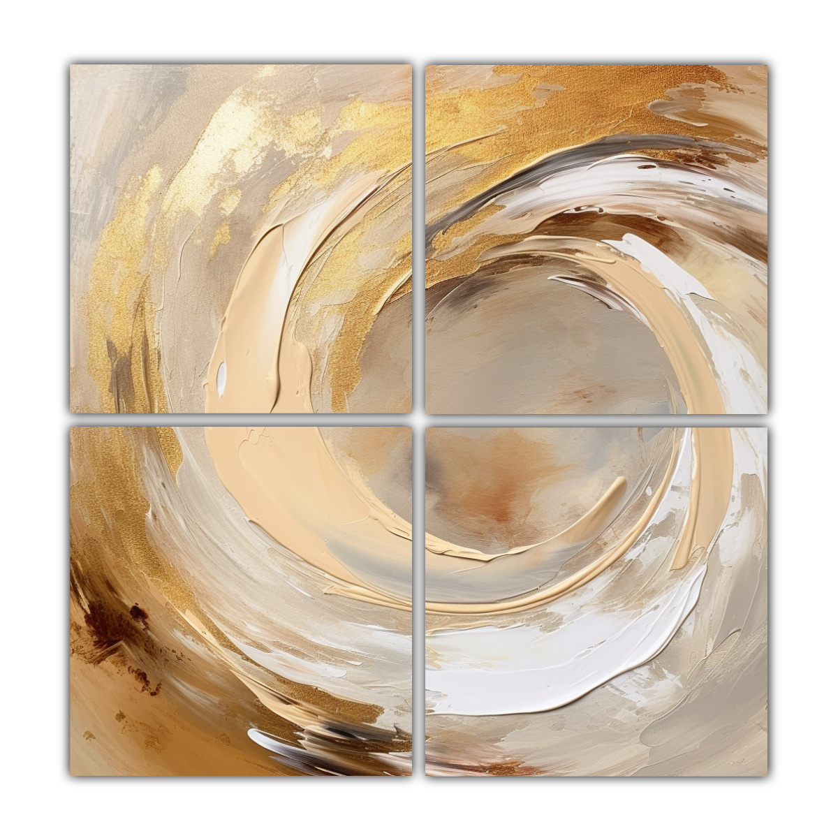 CUADROS DECORACIÓN ABSTRACTOS BEIGE Y DORADO EN 160X160 CM - 1