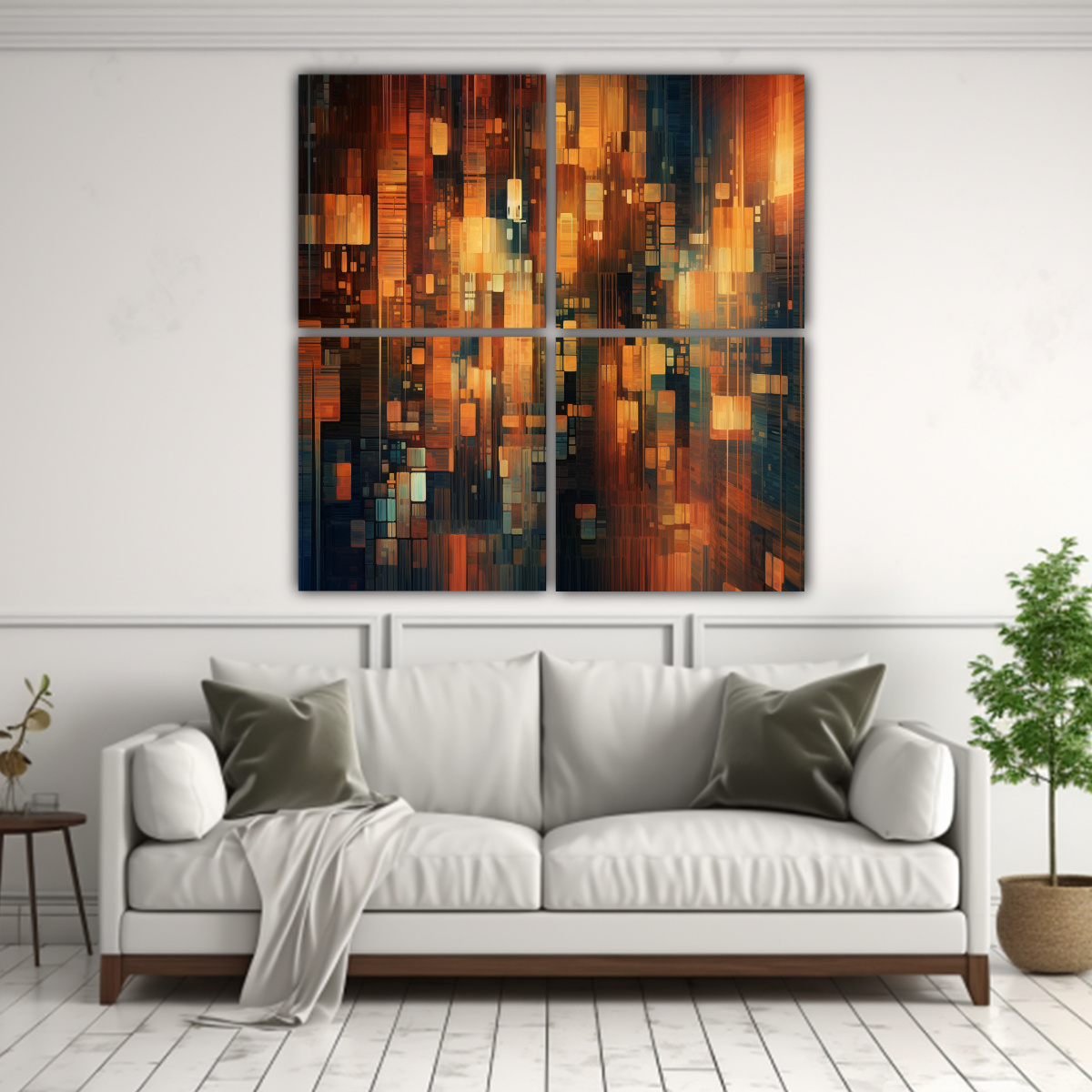 CUADROS ACUARELA INTERIORES ABSTRACTOS ELEGANTES 60X60 CM - 2