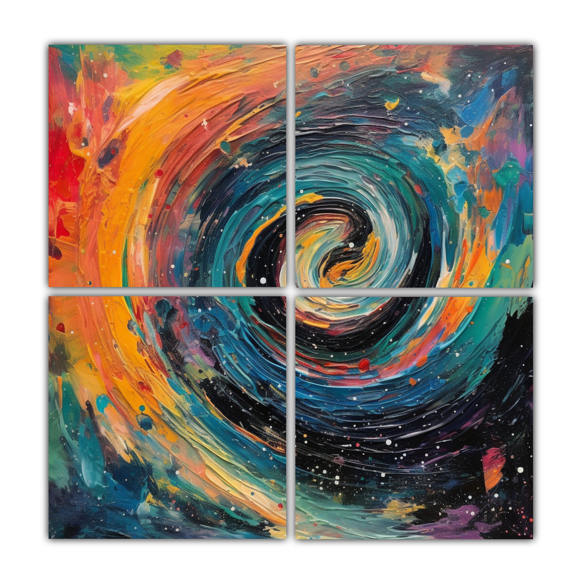 4 CUADROS DE PARED DE ALTA CALIDAD MURAL VIAJE AL 140X140 CM - 1