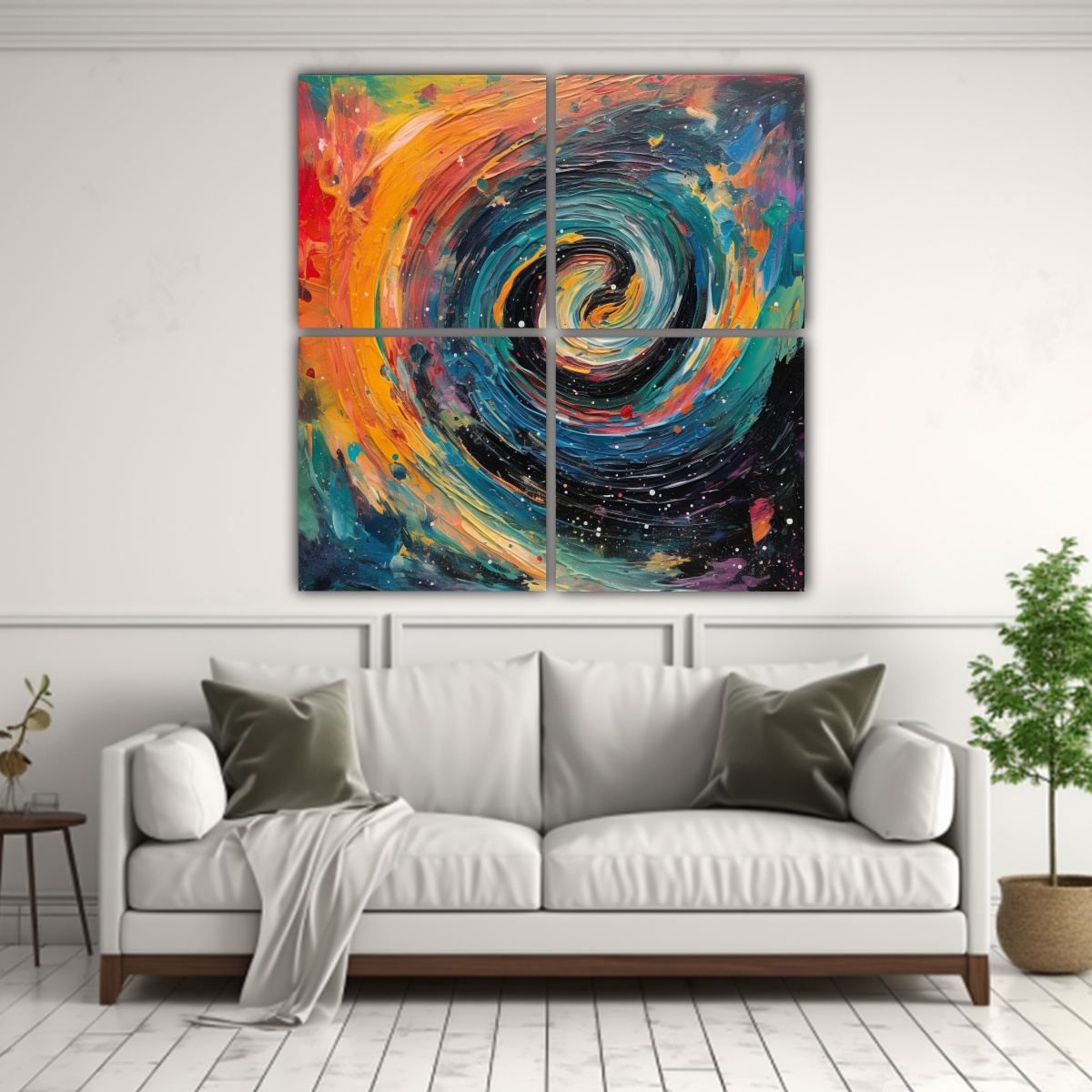 4 CUADROS DE PARED DE ALTA CALIDAD MURAL VIAJE AL 140X140 CM - 2