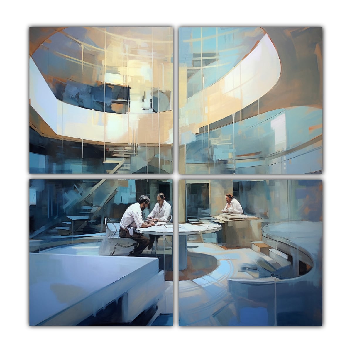 CUADRO ABSTRACTO RECTANGULAR DE ARQUITECTOS 120X120 CM - 1