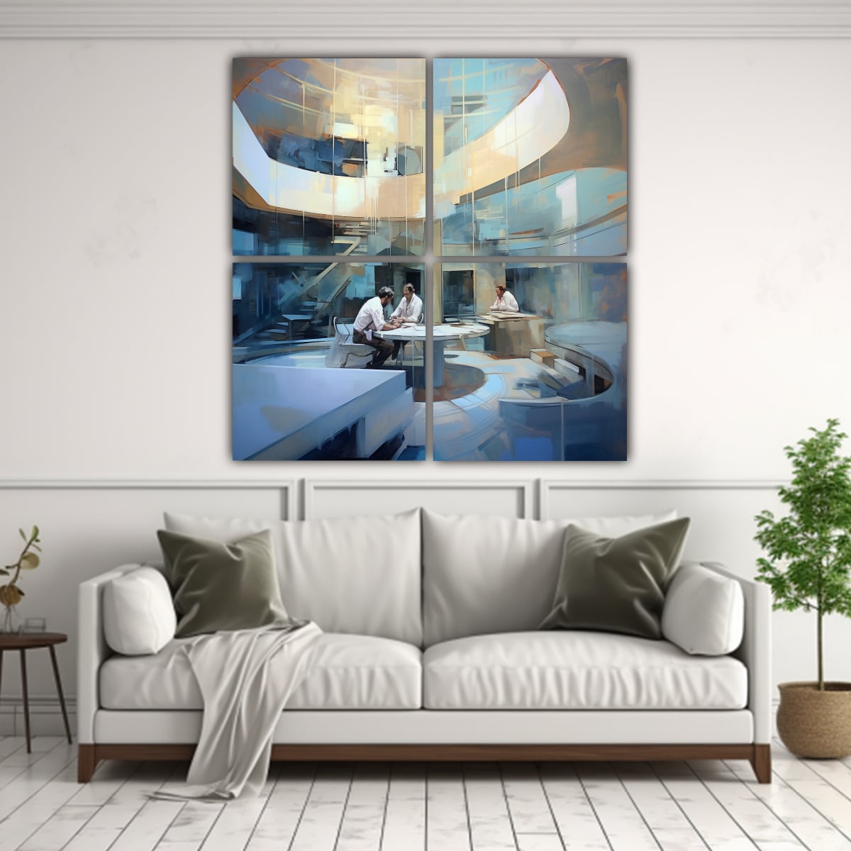 CUADRO ABSTRACTO RECTANGULAR DE ARQUITECTOS 120X120 CM - 2