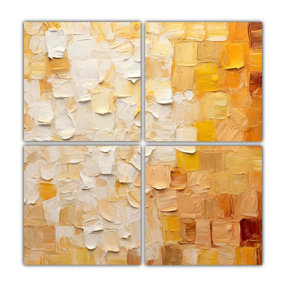 CUADRO VANGUARDIA BEIGE Y BLANCO CON LIENZOS 160X160 CM - 1