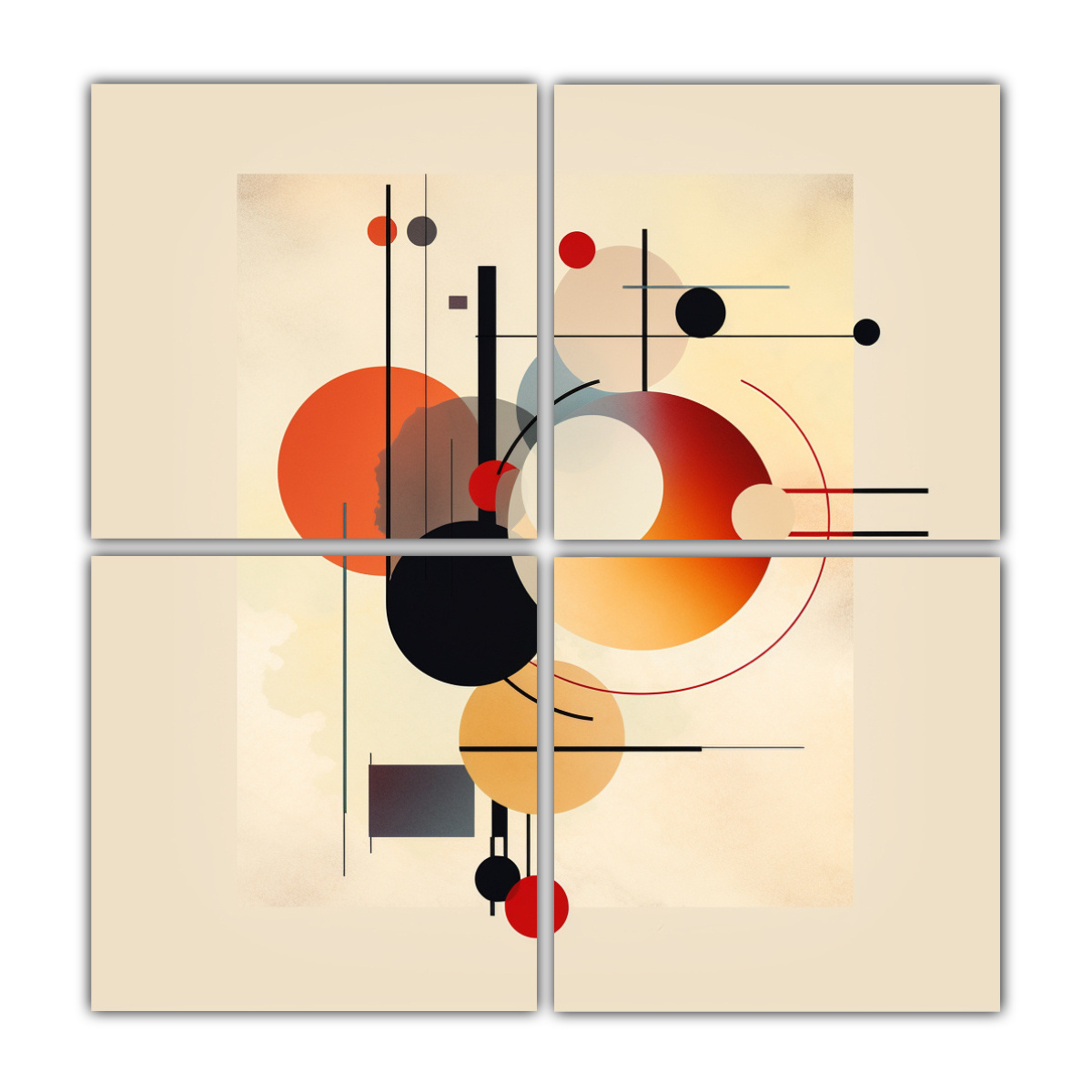 CUADRO DECORATIVO ENIGMÁTICO BAUHAUS CON FONDO 180X180 CM - 1