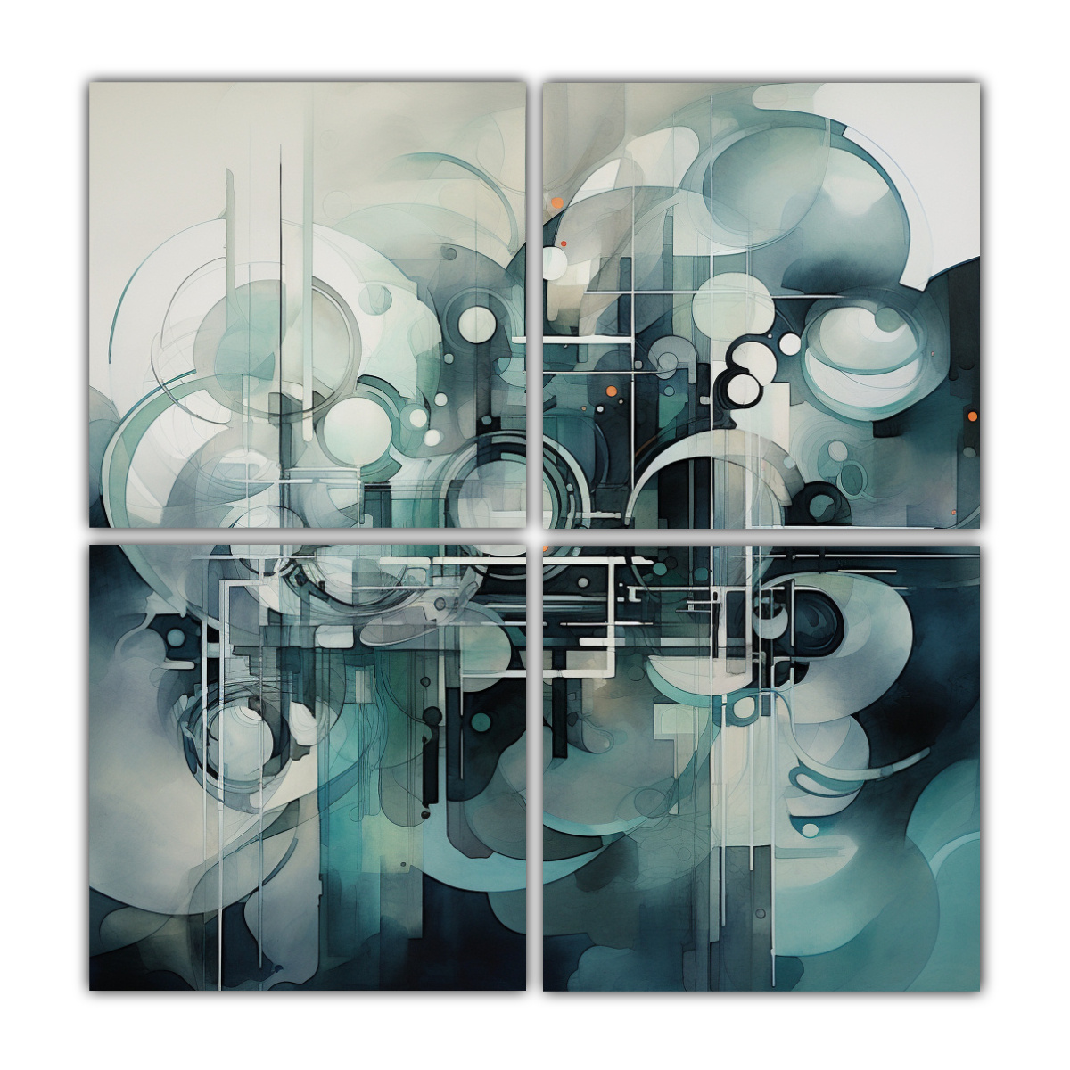OBRA MAESTRA ACUÁTICA ABSTRACTA CON CURVAS 60X60 CM - 1