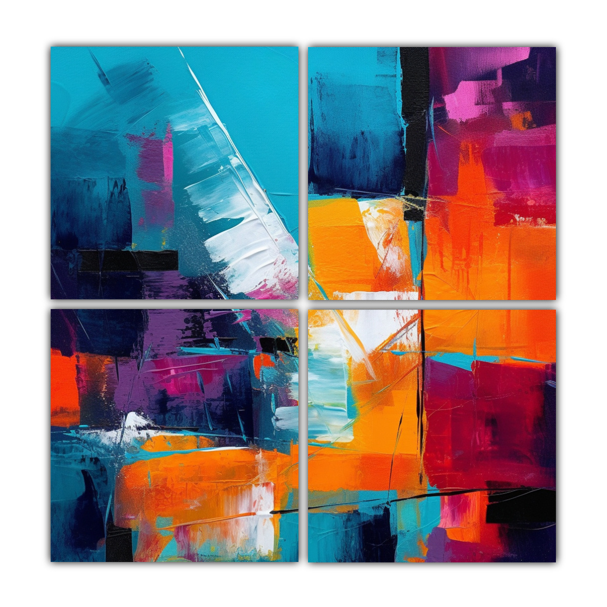 CUADRO ABSTRACTO CON CUATRO COMPOSICIONES 100X100 CM - 1