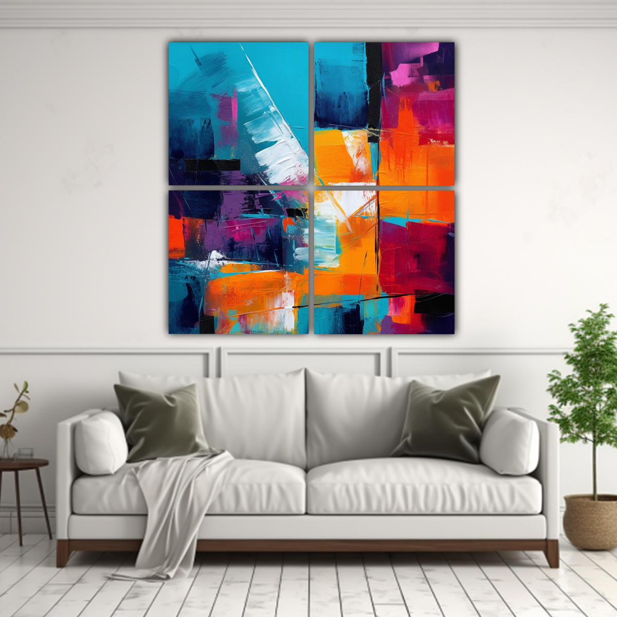 CUADRO ABSTRACTO CON CUATRO COMPOSICIONES 100X100 CM - 2