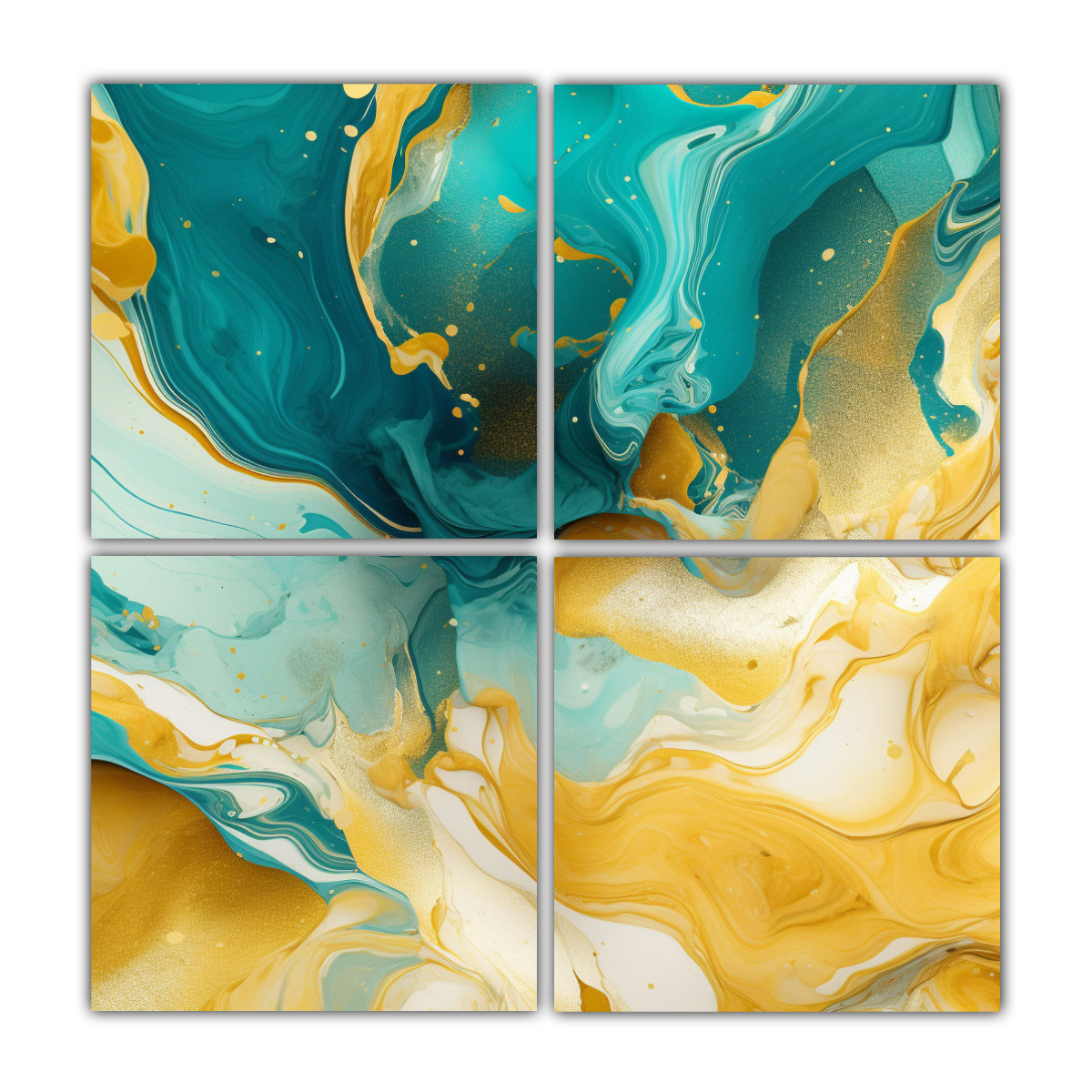BASTIDOR TEMÁTICA LÍQUIDO CIAN Y ORO ESTILO 160X160 CM - 1