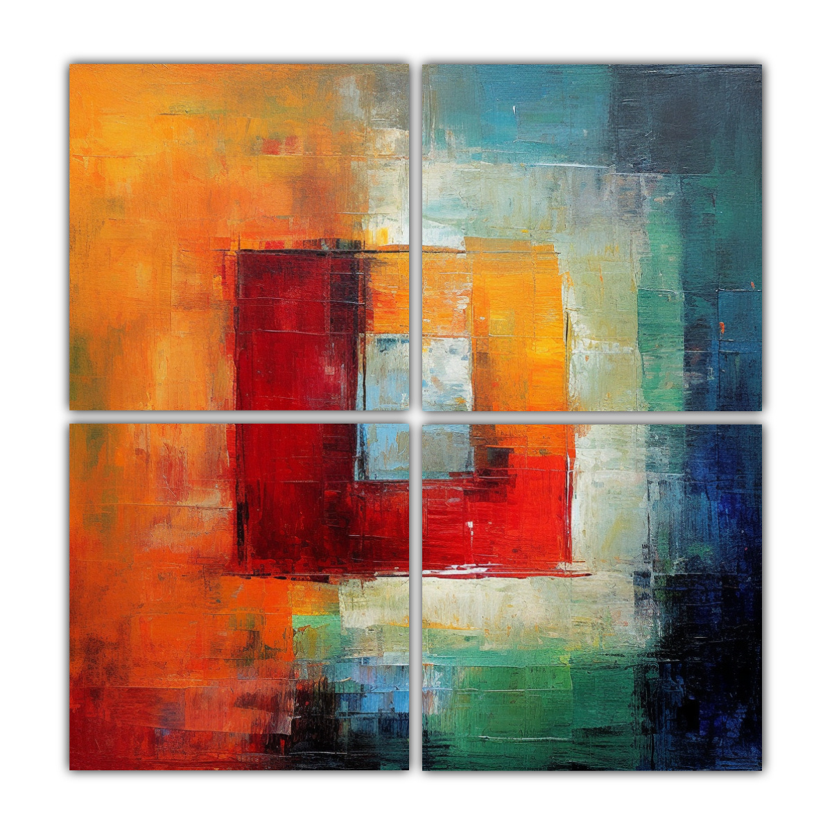 CUATRO COMPOSICIONES DE FINAS LÍNEAS ARTE URBANO 40X40 CM - 1
