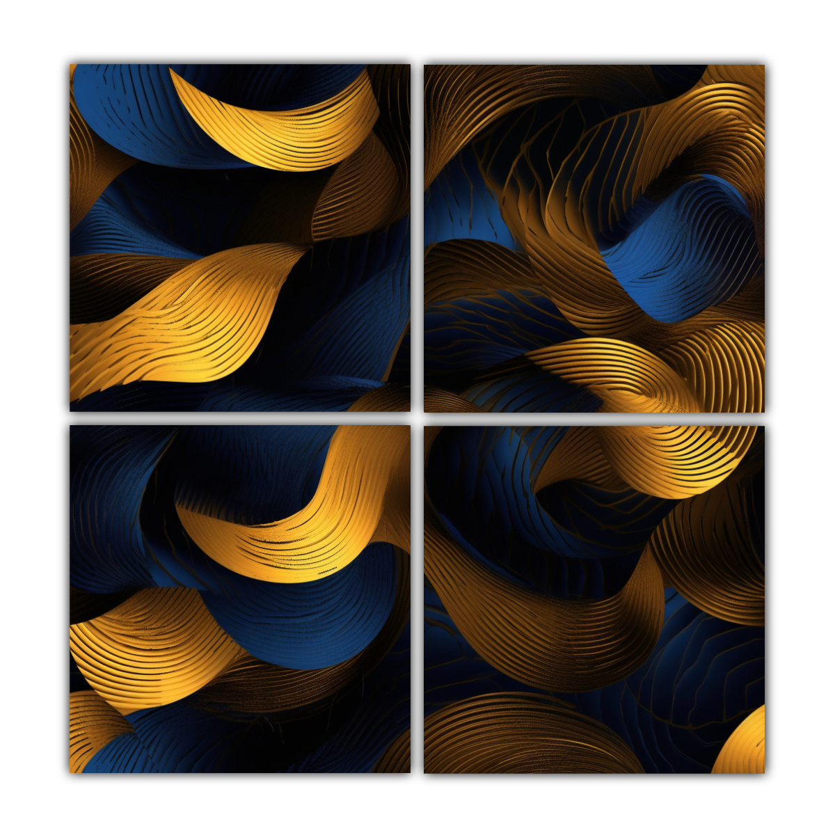 CUADRO DIBUJO SURREALISTA NEGRO Y DORADO REAL EN 200X200 CM - 1
