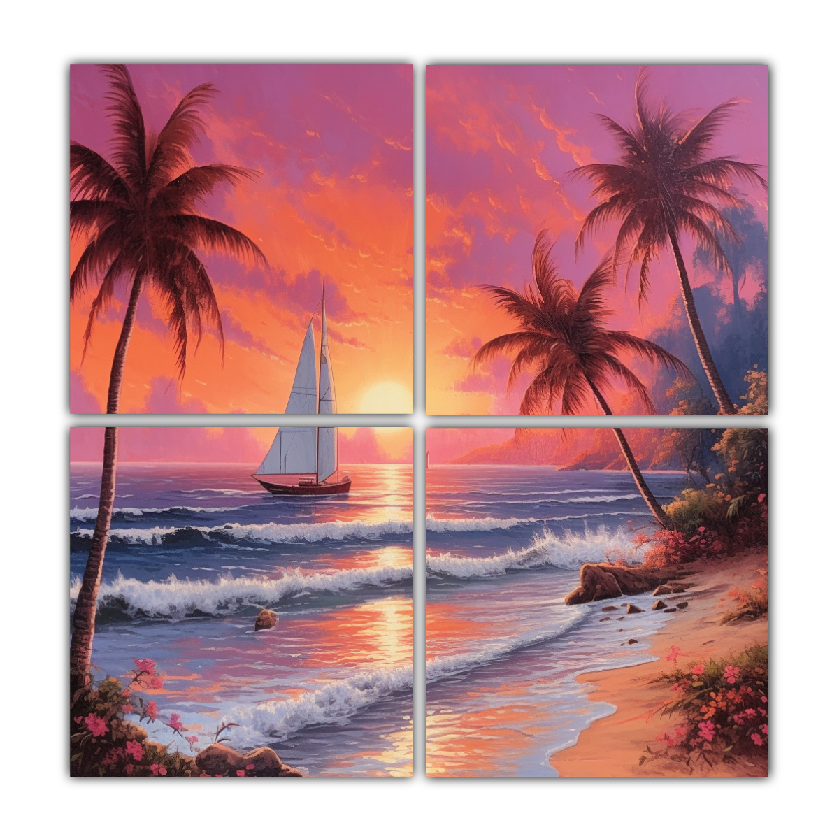 PINTURAS DECORATIVAS DE CUATRO COMPOSICIÓN ALTA 180X180 CM - 1