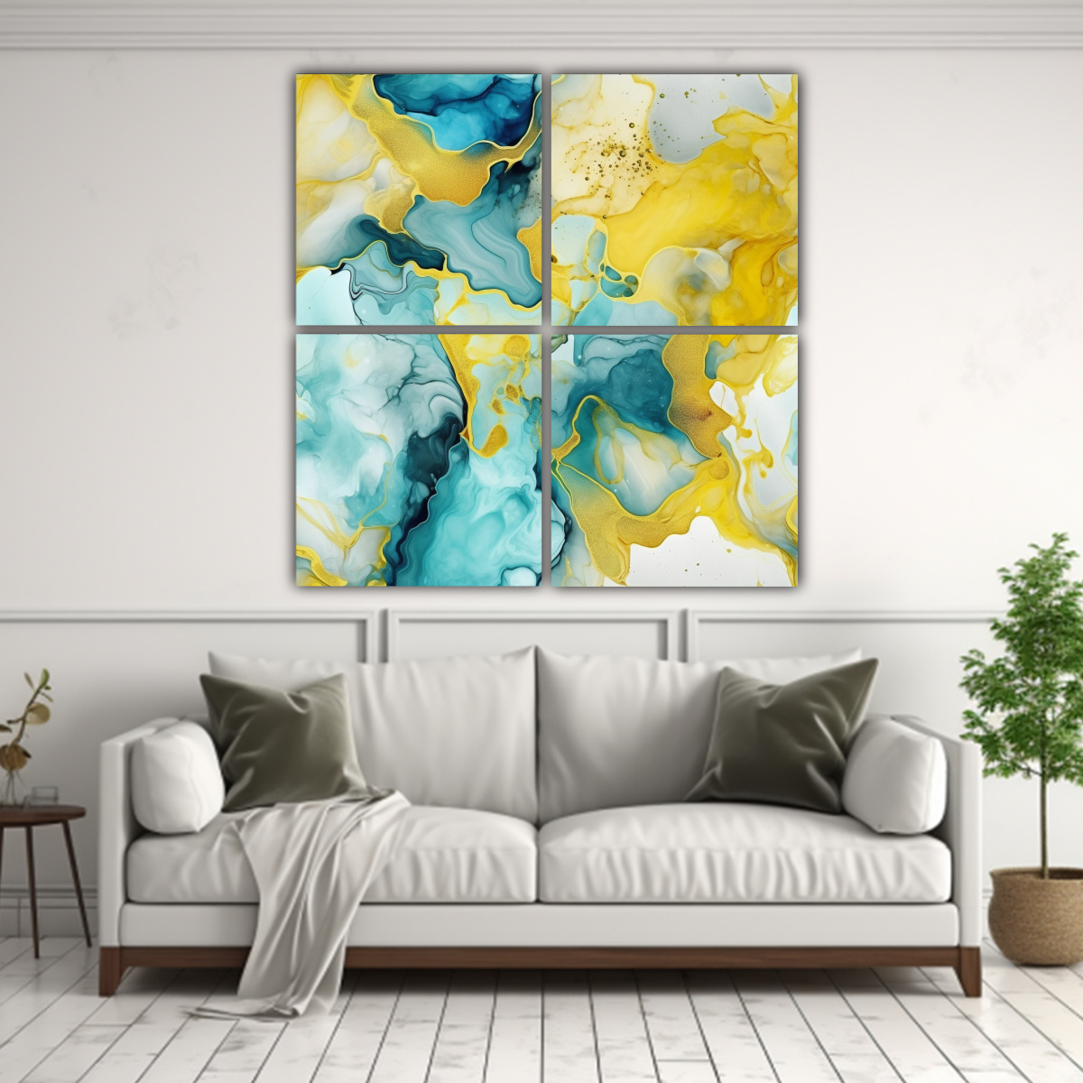 CUADRO DE PARED MODERNO NATURALEZA VIVA CON TINTA 140X140 CM - 2