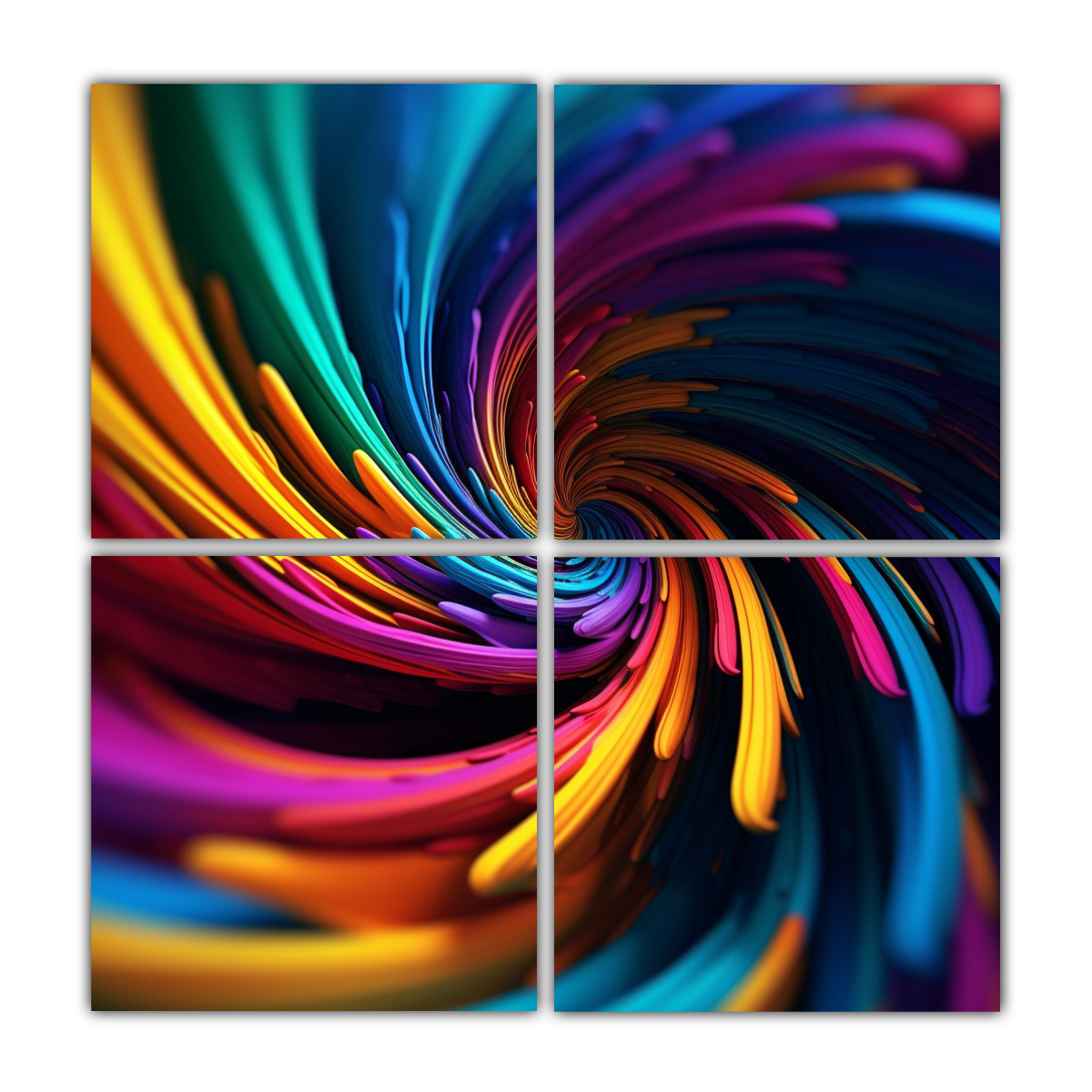 CUATRO PODEROSAS PINTURAS ABSTRACTAS EN BASTIDOR 80X80 CM - 1