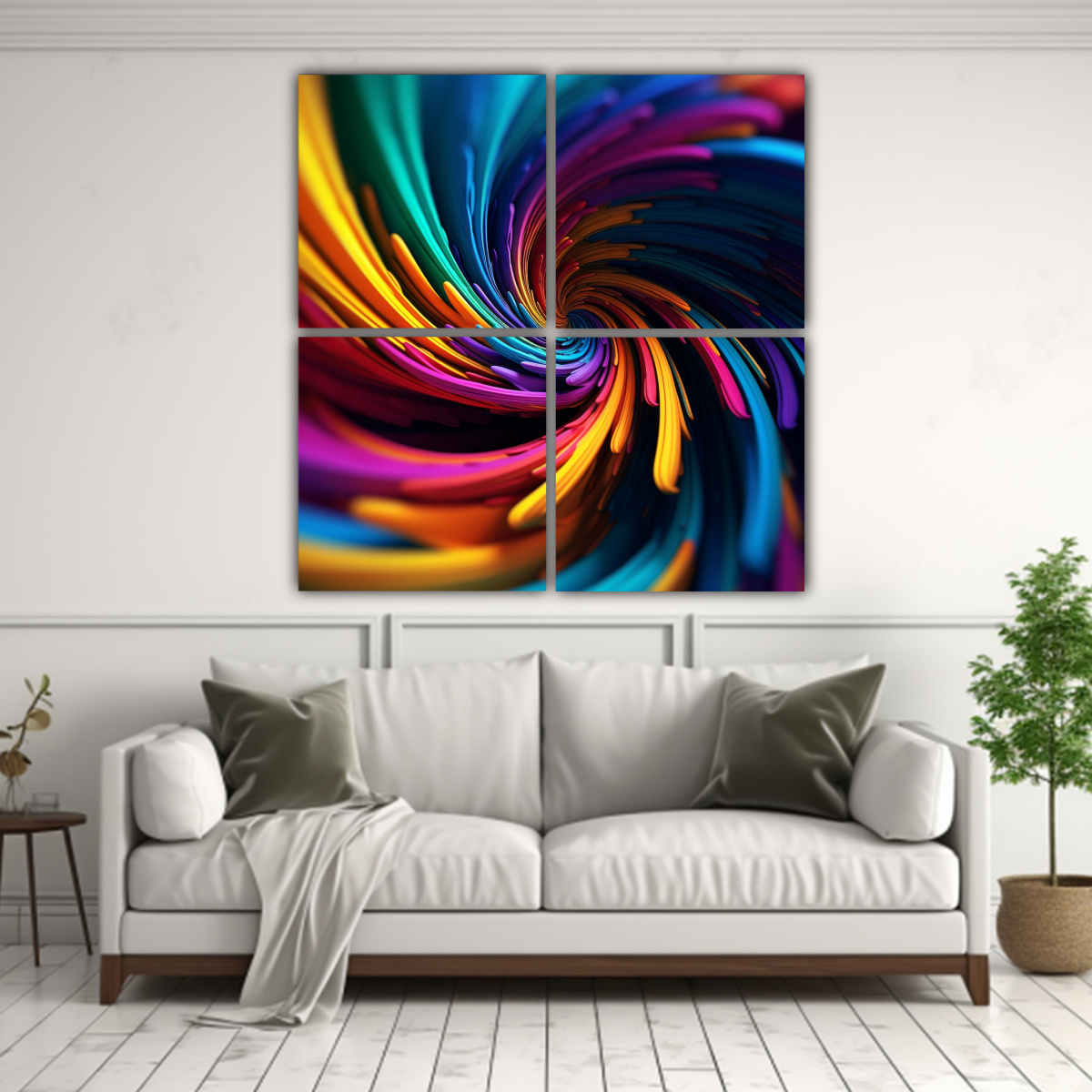 CUATRO PODEROSAS PINTURAS ABSTRACTAS EN BASTIDOR 80X80 CM - 2