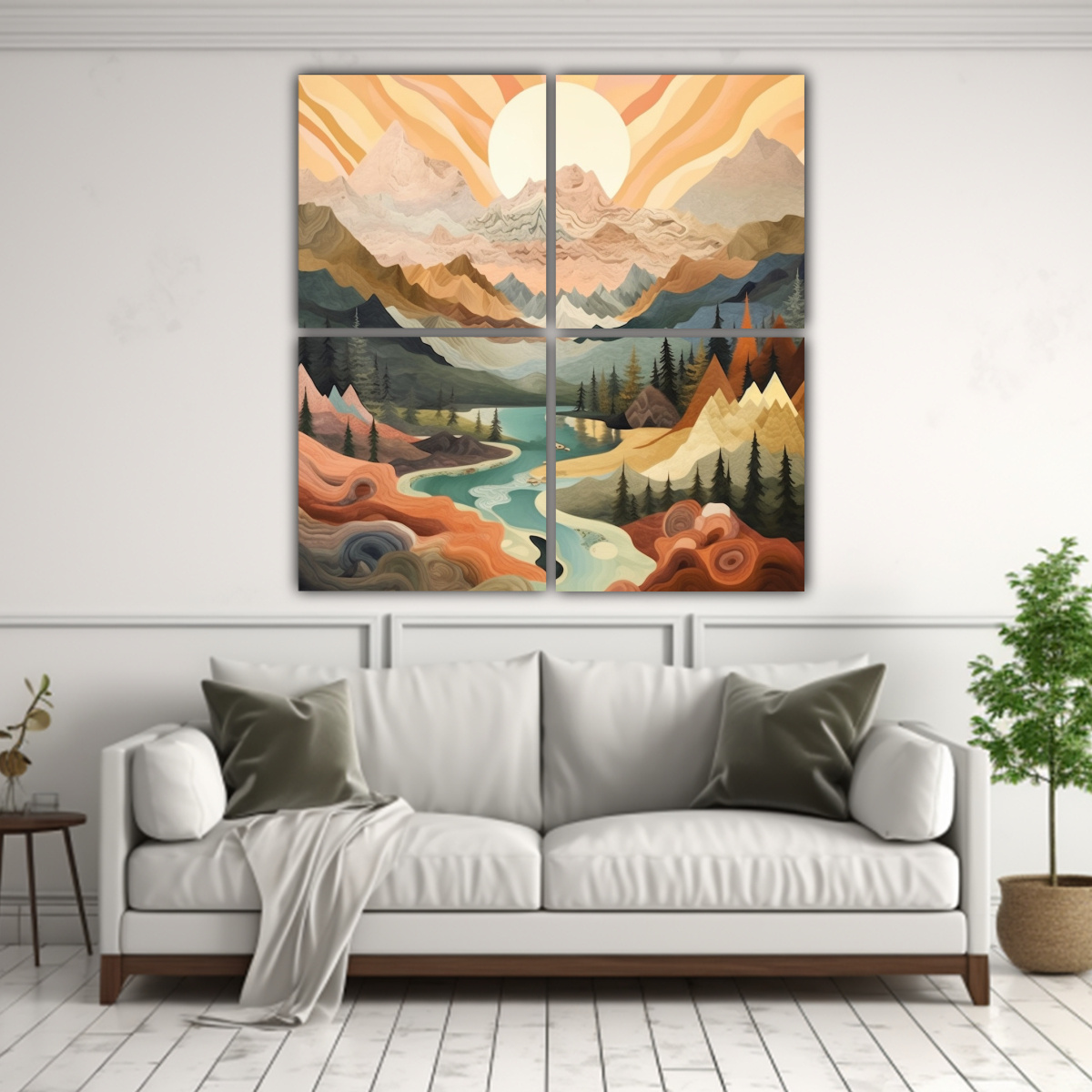 CUATRO LIENZOS COMPOSICIÓN ORIGINAL PAISAJES DE 200X200 CM - 2