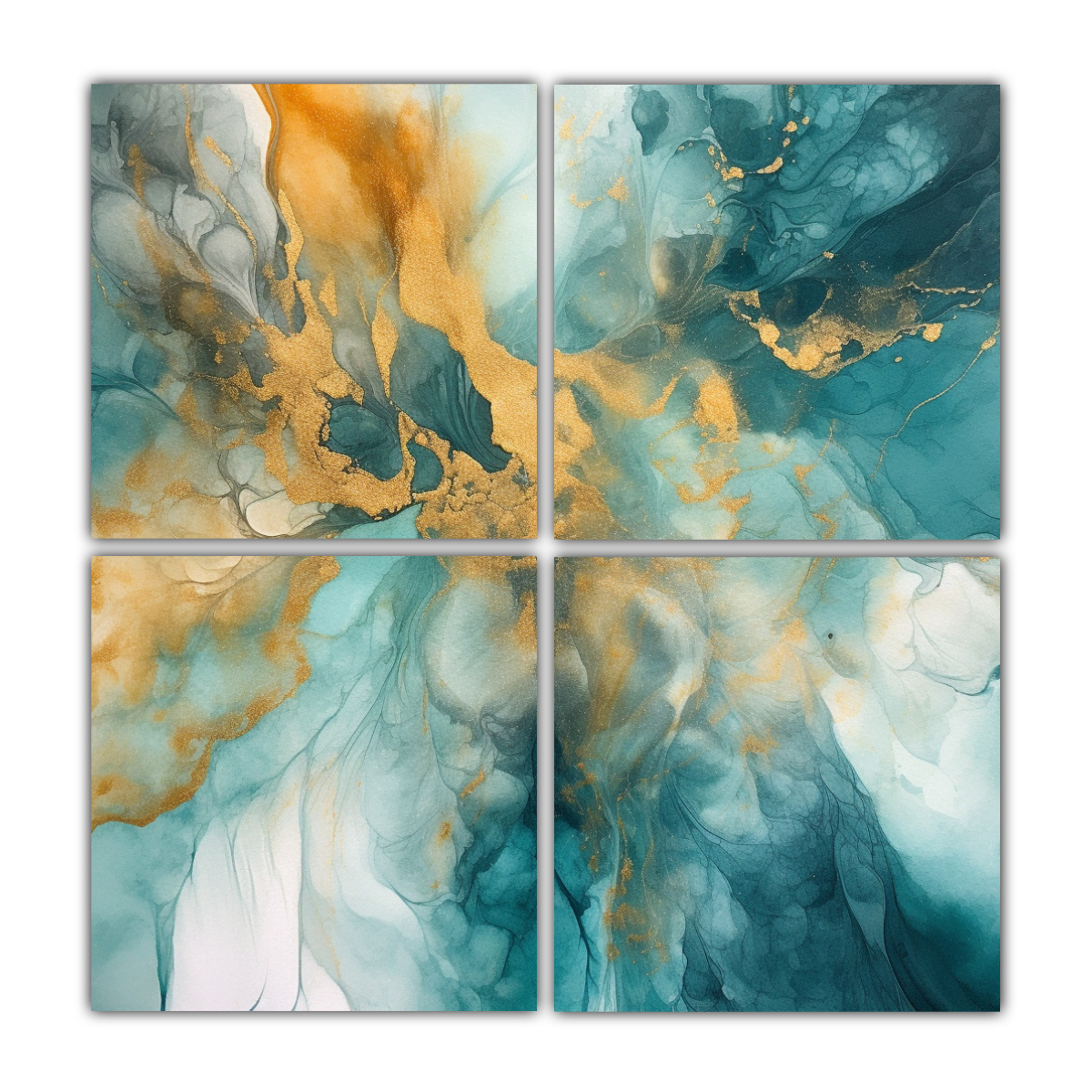 CUATRO LIENZOS PINTURA ACUARELA EN ESTILO FINAS 160X160 CM - 1