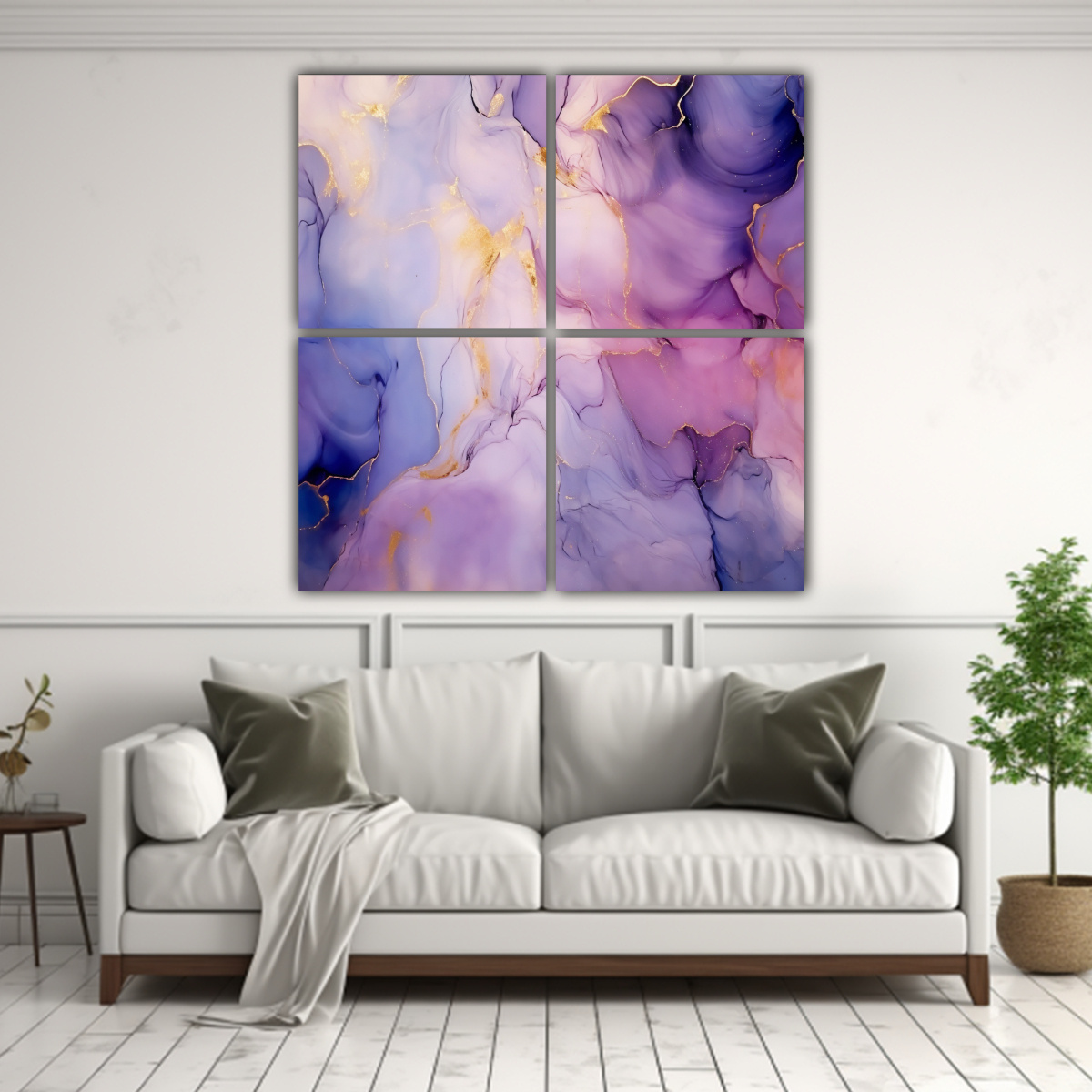 LIENZO ABSTRACTO TONOS PÚRPURA, FIGURAS CON 120X120 CM - 2