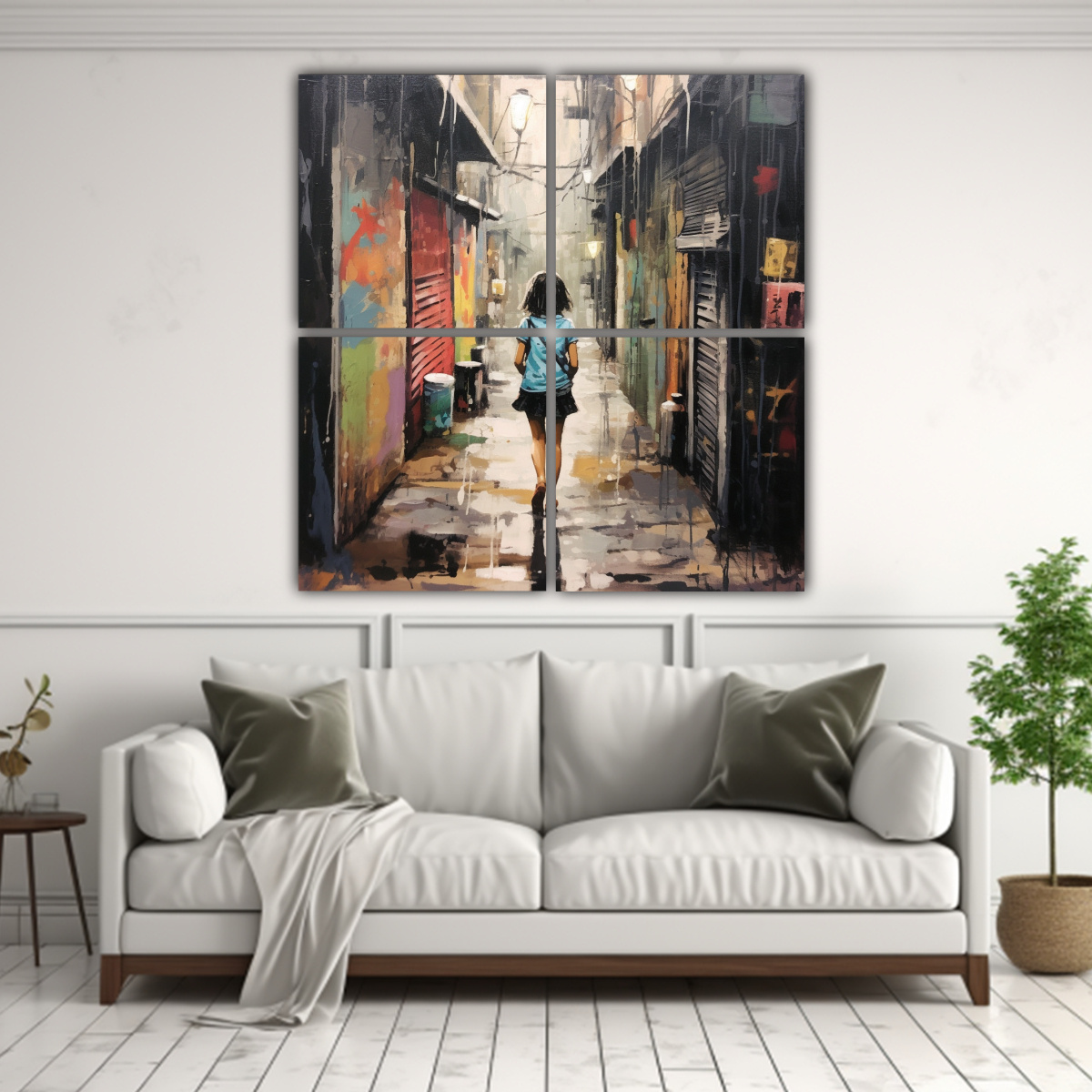CUADRO DECORATIVO: FIGURA DE NIÑA CAMINANDO BAJO 160X160 CM - 2