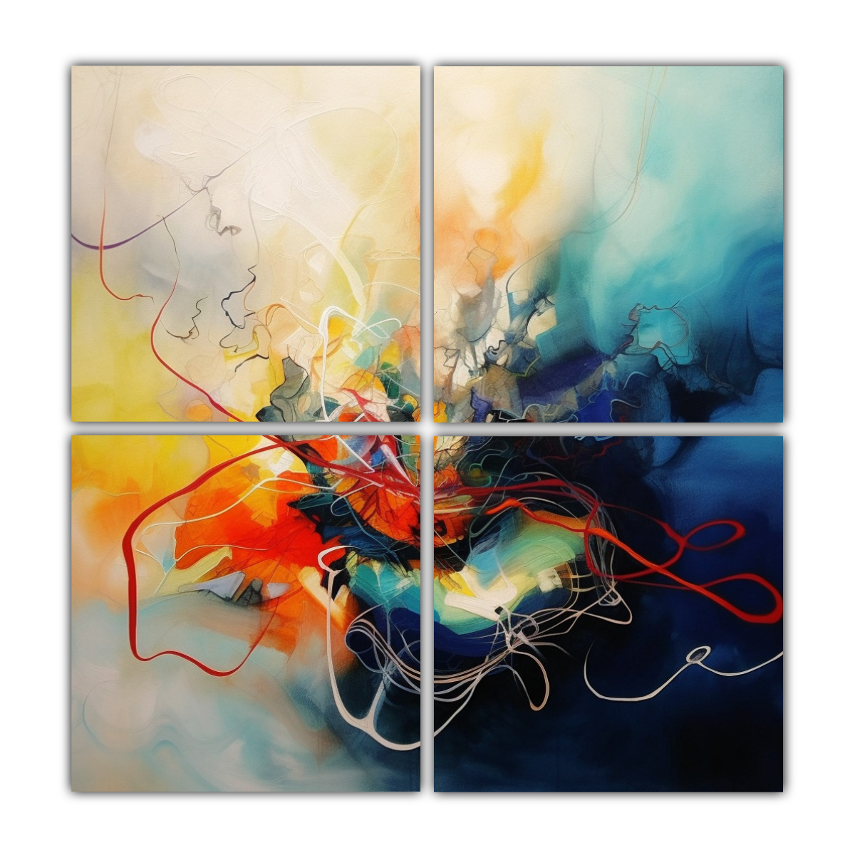 CUATRO TELAS EN BASTIDOR DE ARTE ABSTRACTO 120X120 CM - 1