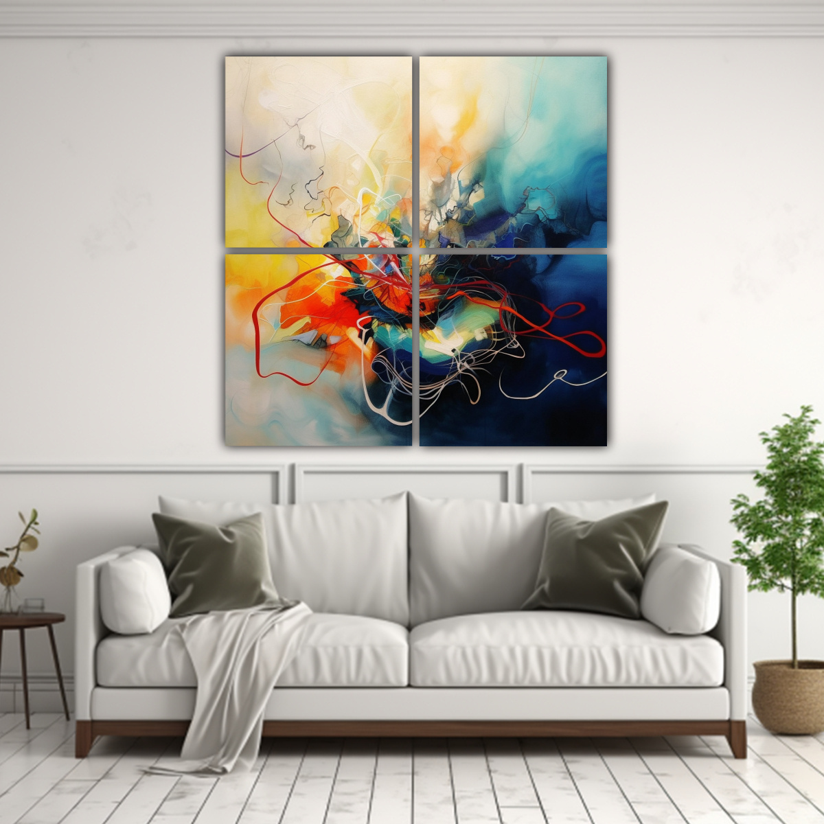CUATRO TELAS EN BASTIDOR DE ARTE ABSTRACTO 120X120 CM - 2