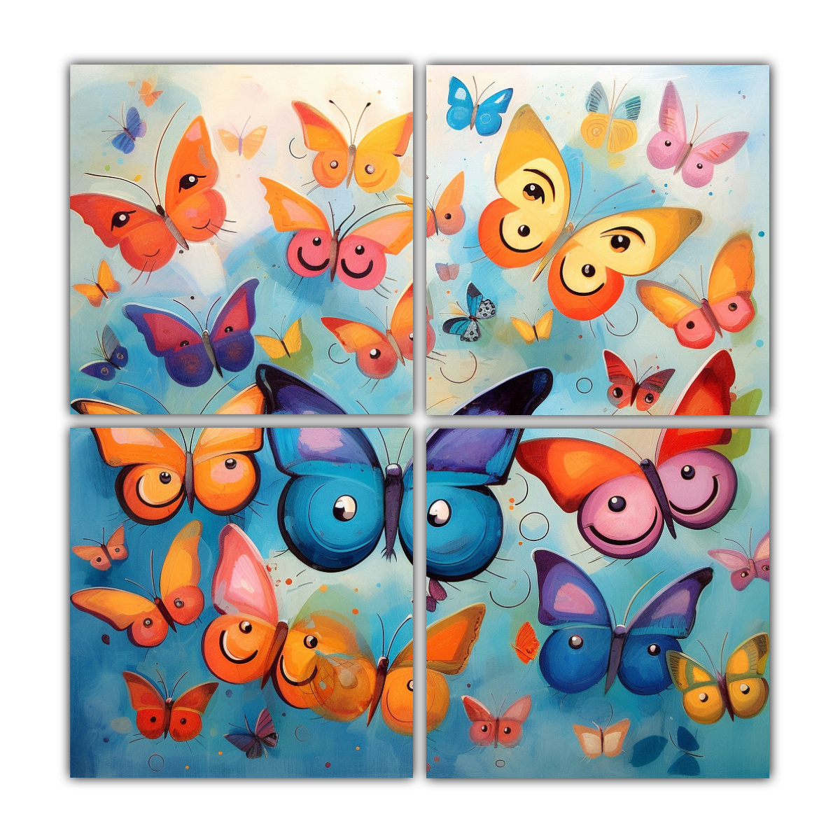 CUADRO DE PARED ACUARELA MARIPOSAS VIDA FELIZ 60X60 CM - 1