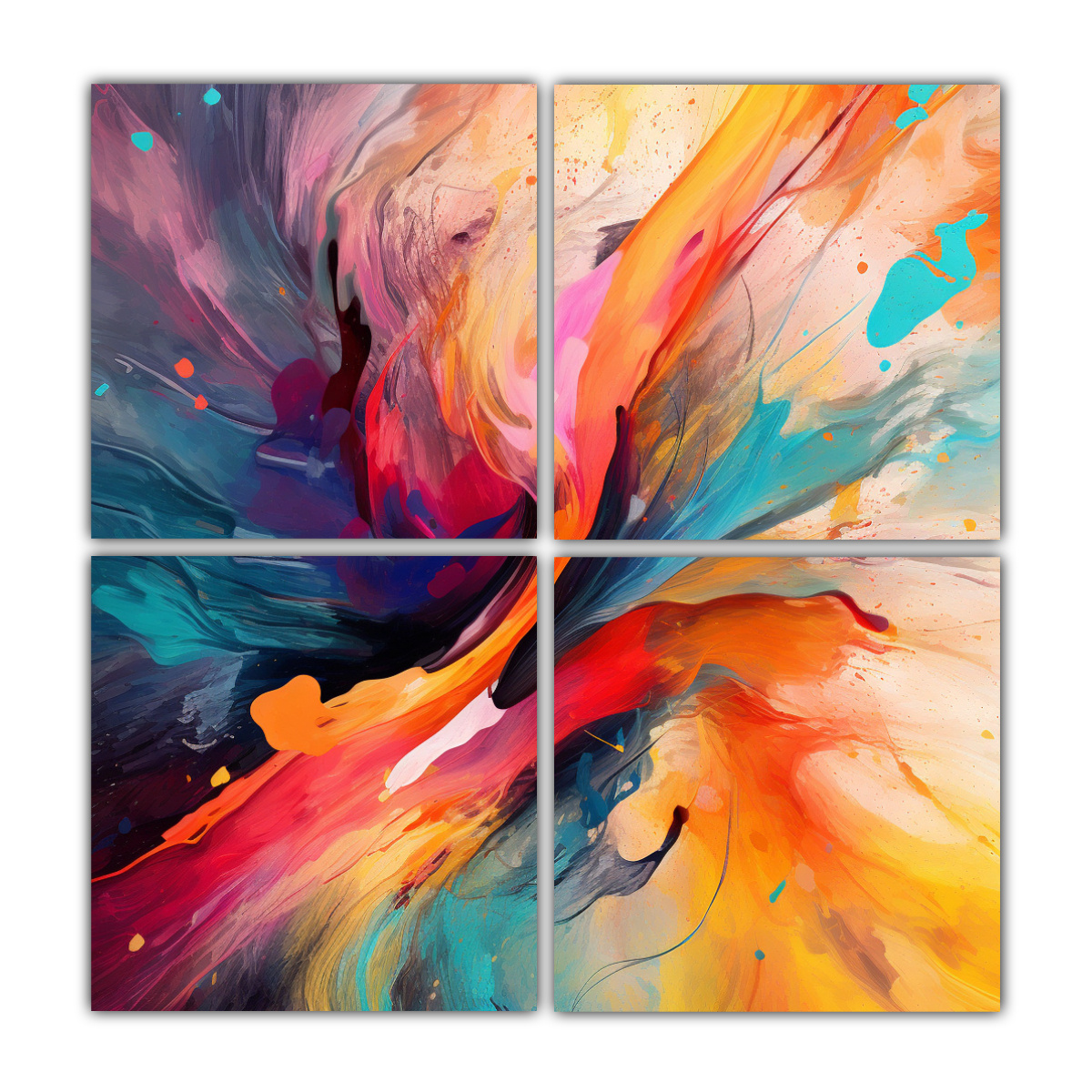 PINTURAS DECORATIVAS DE CUATRO LIENZOS CON 60X60 CM - 1
