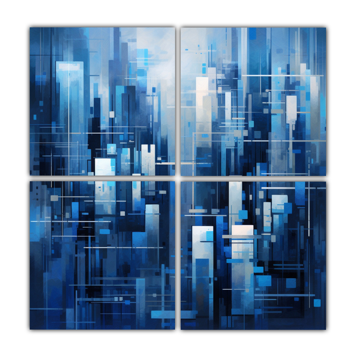 4 CUADRO TONOS ELEGANCIA ABSTRACTA DE CIUDAD 200X200 CM - 1