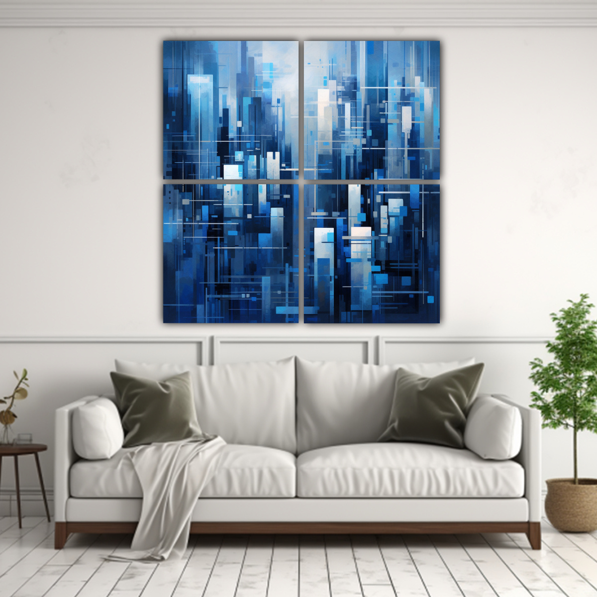 4 CUADRO TONOS ELEGANCIA ABSTRACTA DE CIUDAD 200X200 CM - 2