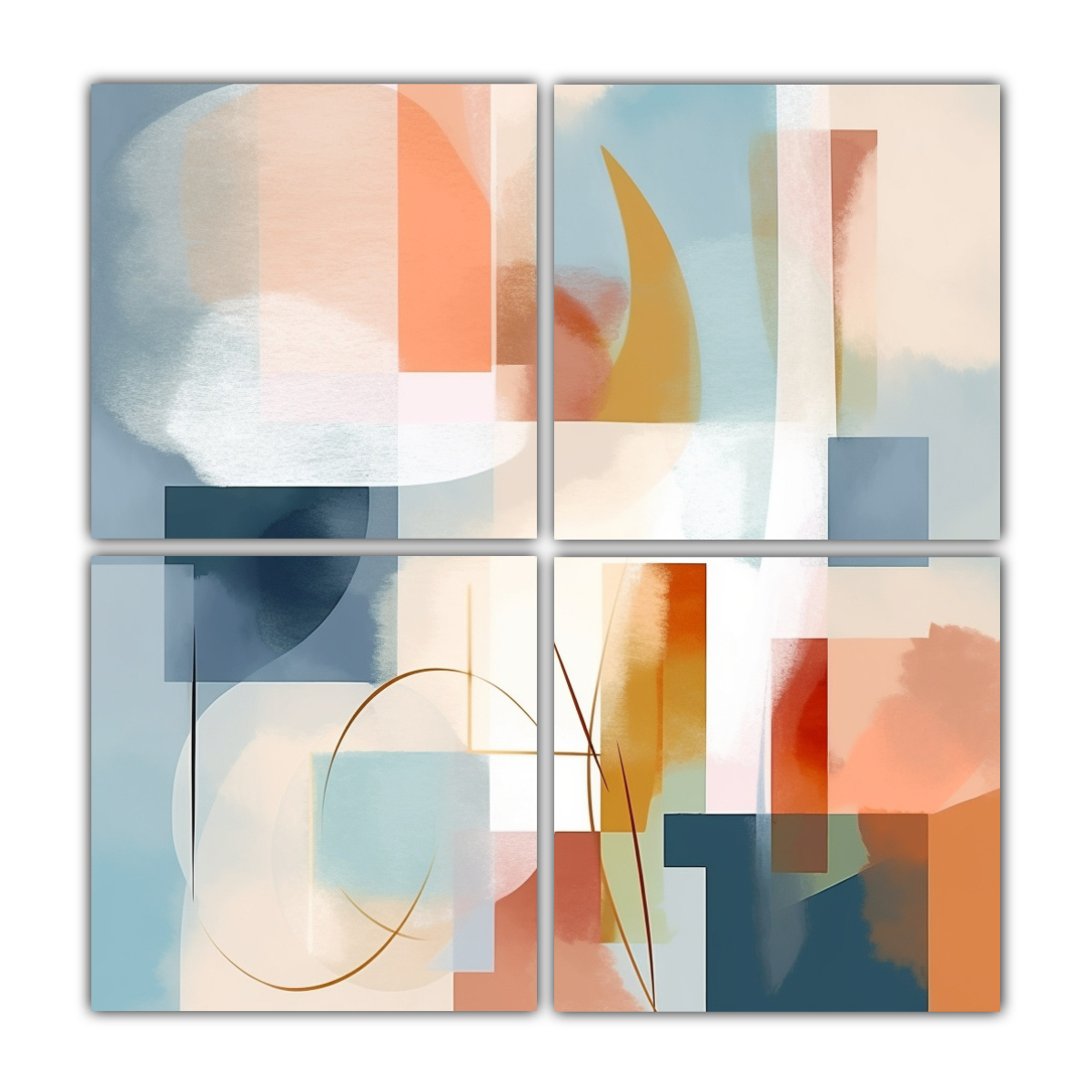 PINTURA ABSTRACTA URBANA CON COLORES PASTELES Y 200X200 CM - 1