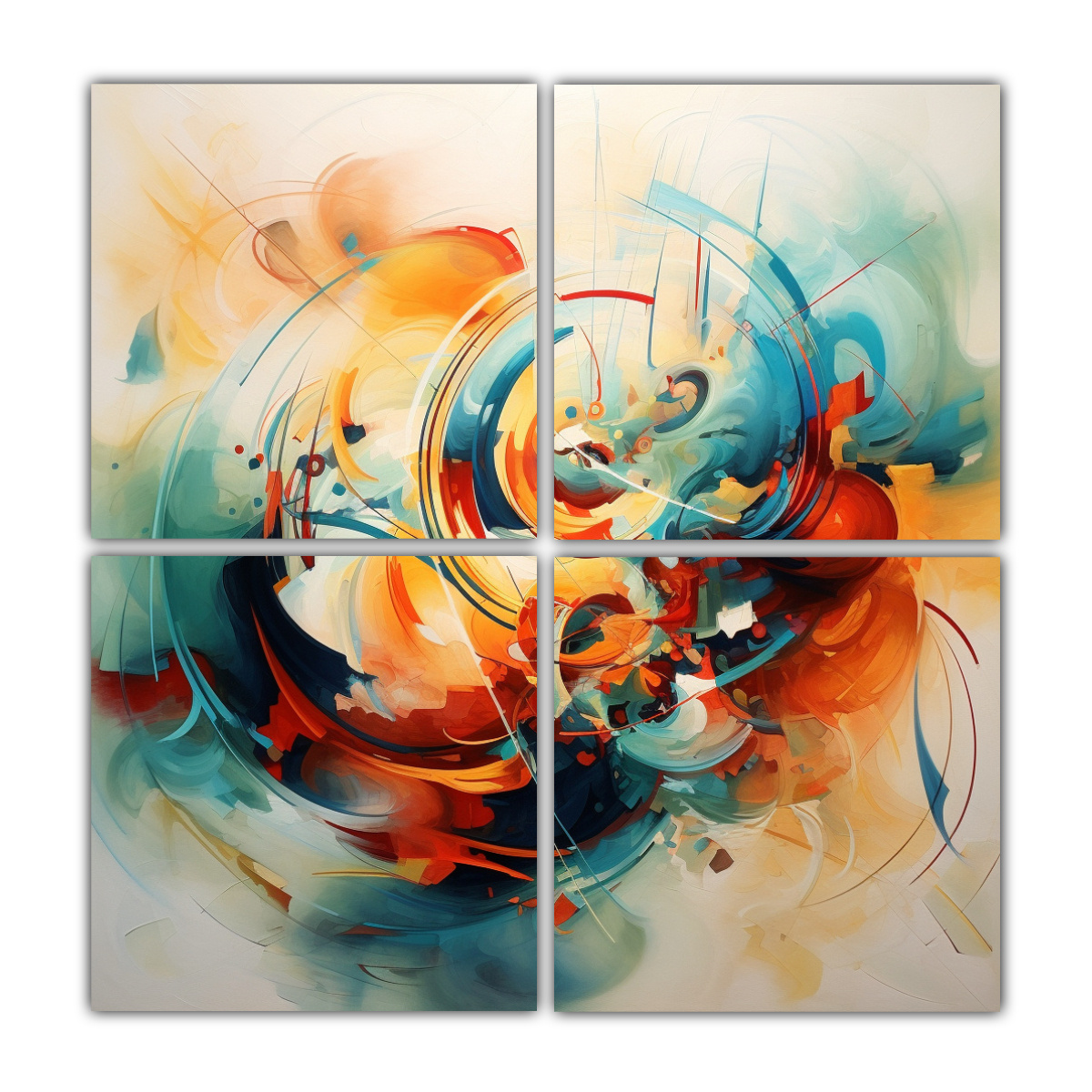 CUADROS ABSTRACTOS ARMONÍA COLORES EN FONDO BEIGE 180X180 CM - 1