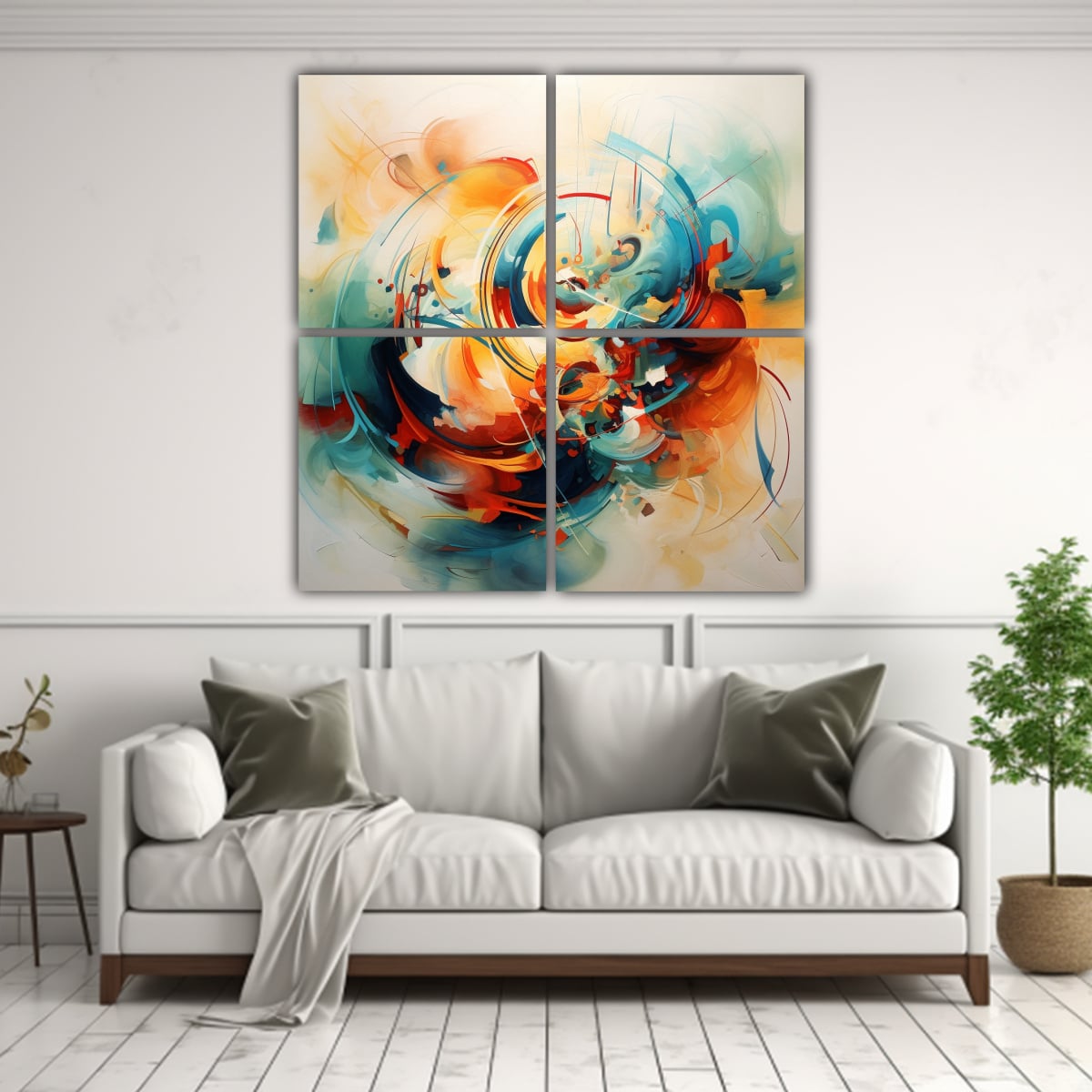 CUADROS ABSTRACTOS ARMONÍA COLORES EN FONDO BEIGE 180X180 CM - 2