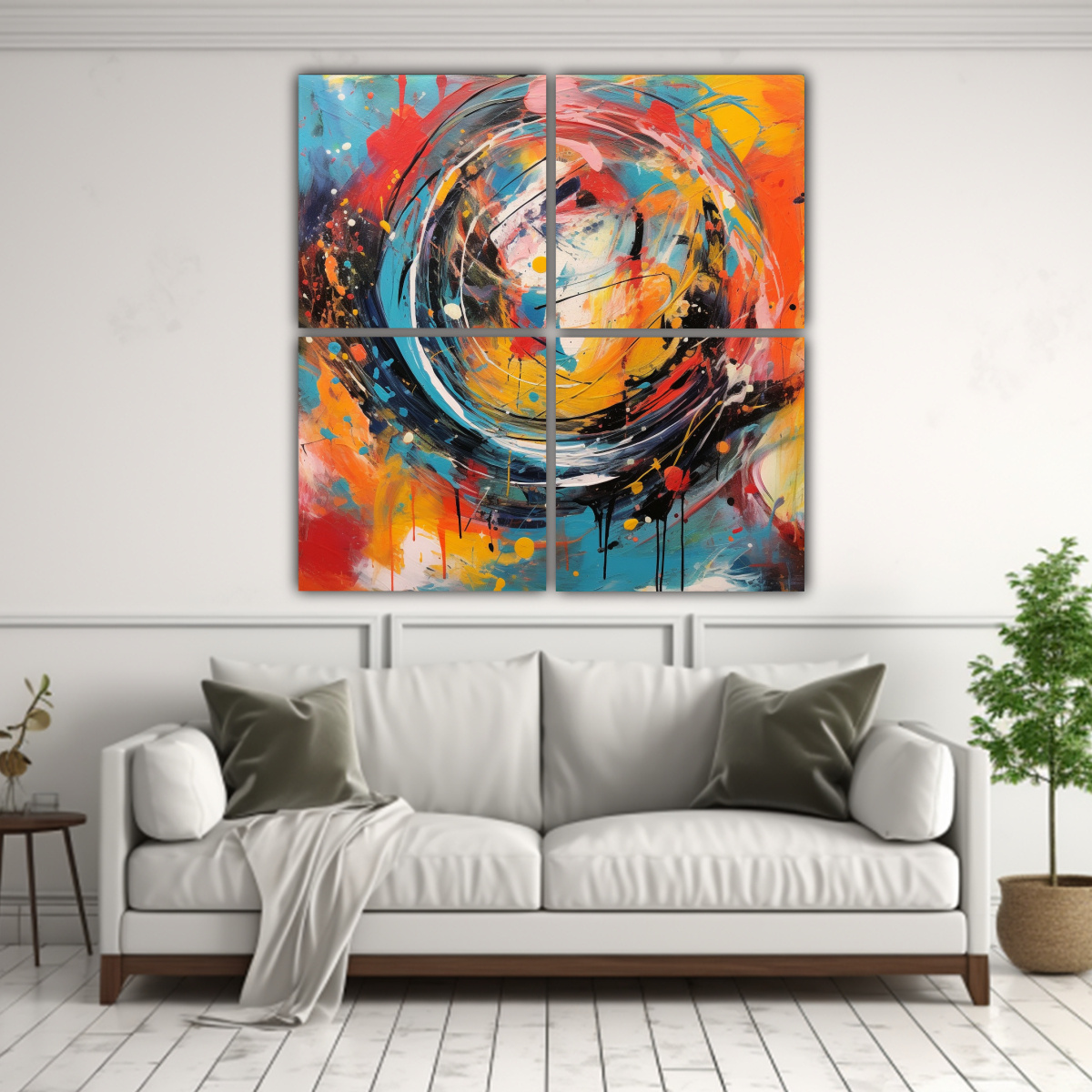CUADRO ABSTRACTO EN BASTIDOR ESTILO GALERÍA, 180X180 CM - 2