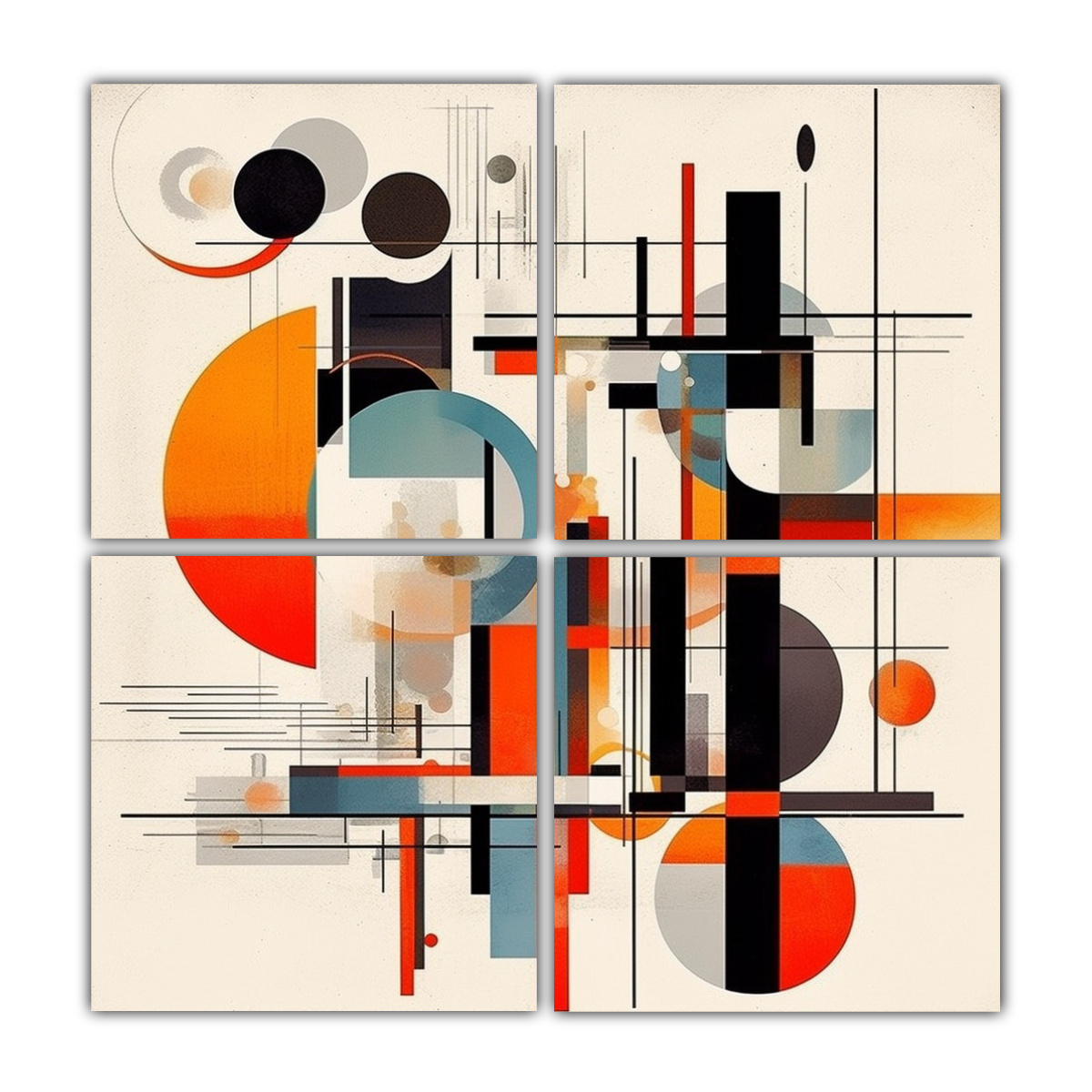 4 COMPOSICIONES SIMETRÍA BAUHAUS ART NOUVEAU 180X180 CM - 1