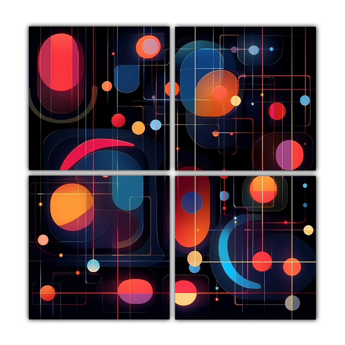 CUADRIPTICO NOCTURNO DE LUCIÉRNAGAS, ARTE 40X40 CM - 1