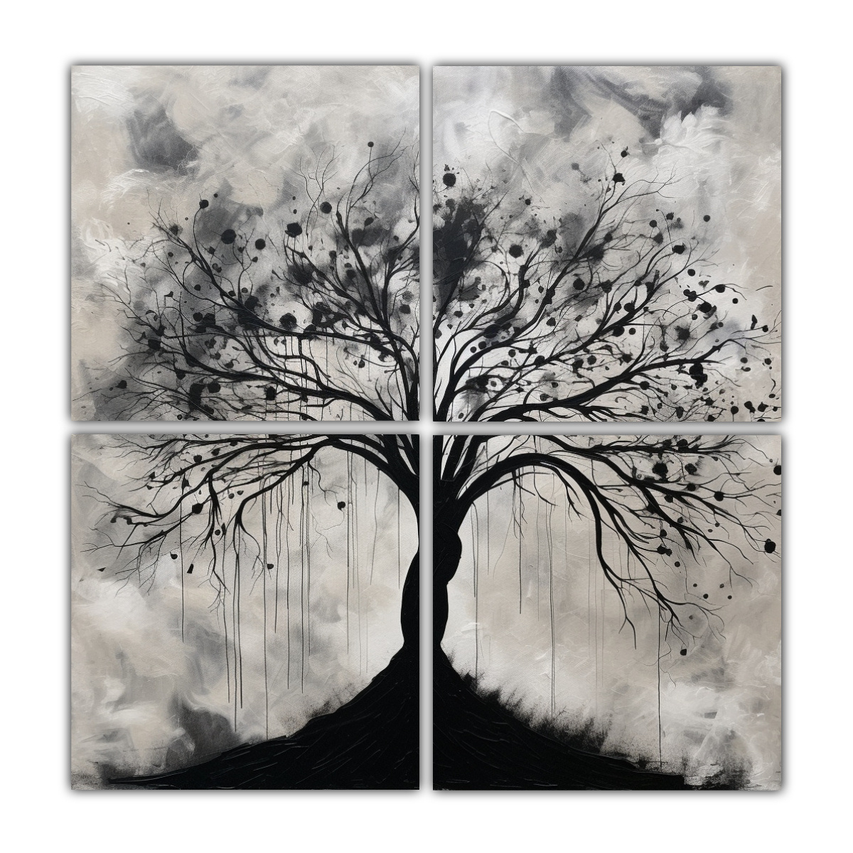 CUATRO CUADROS ABSTRACTOS CON CUADRO SIMPLE DE 140X140 CM - 1