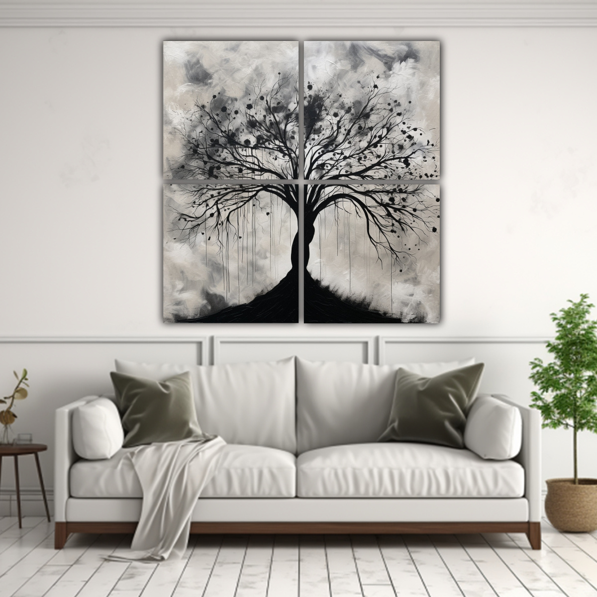 CUATRO CUADROS ABSTRACTOS CON CUADRO SIMPLE DE 140X140 CM - 2